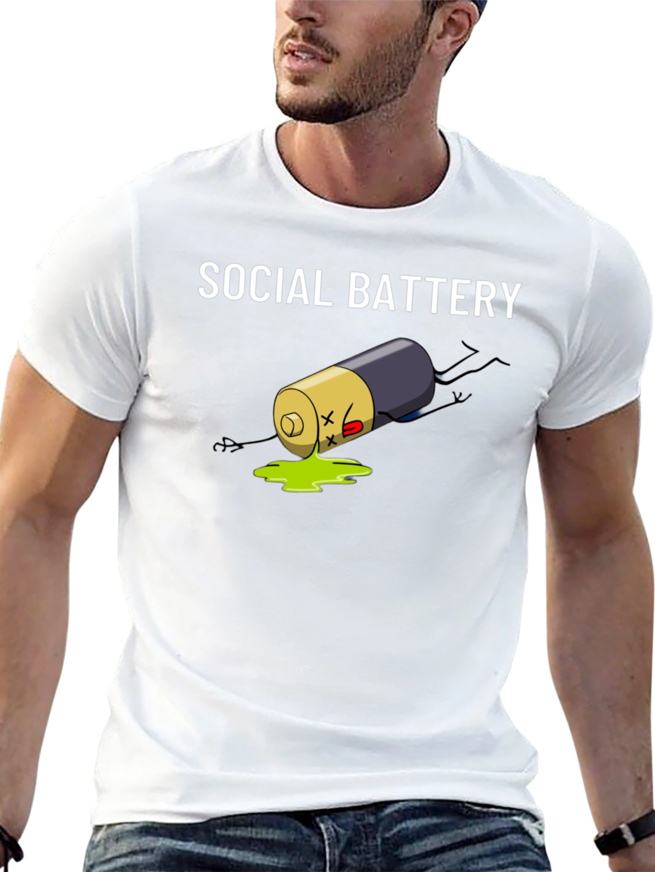 Social Battery Graphic Tee - Black Cotton T-Shirt