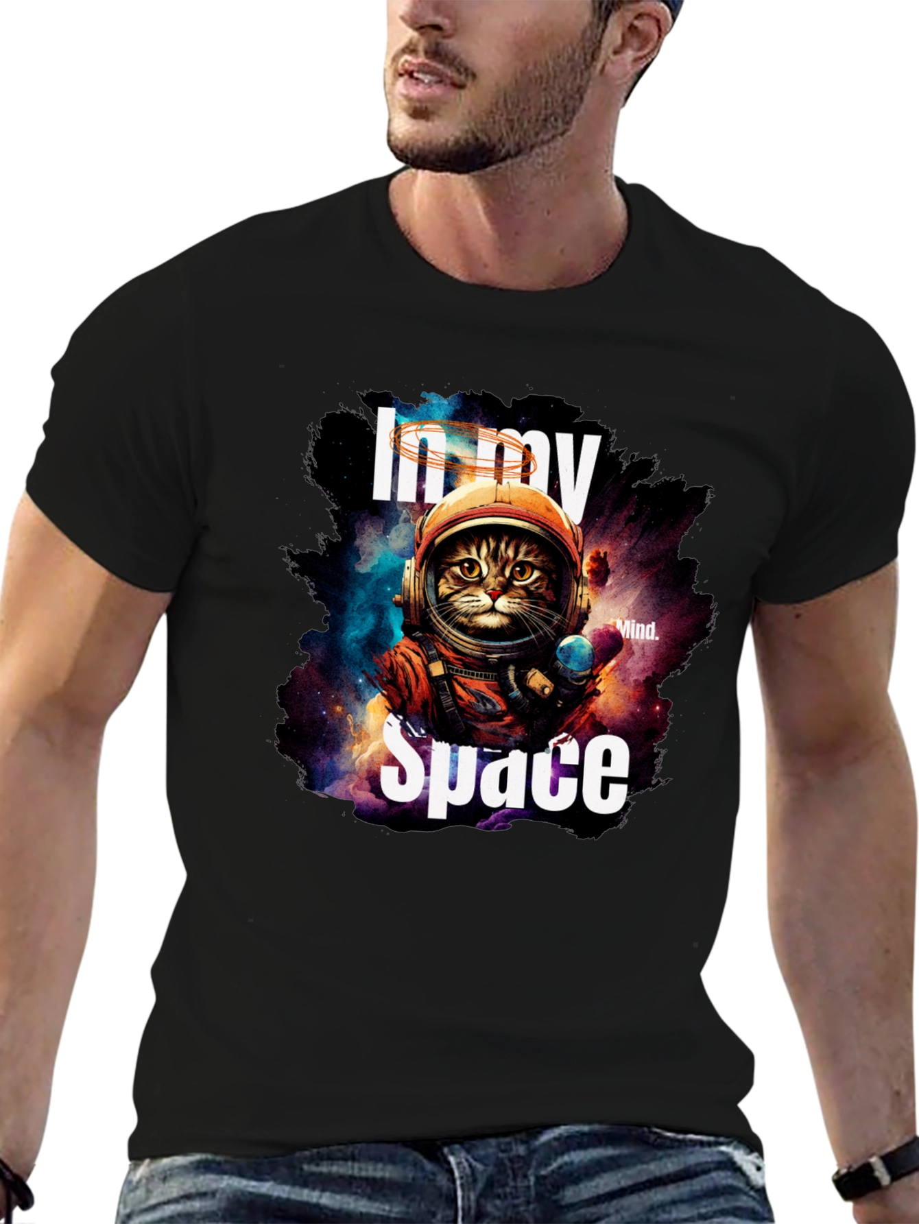 In My Space Astronaut Cat Graphic T-Shirt