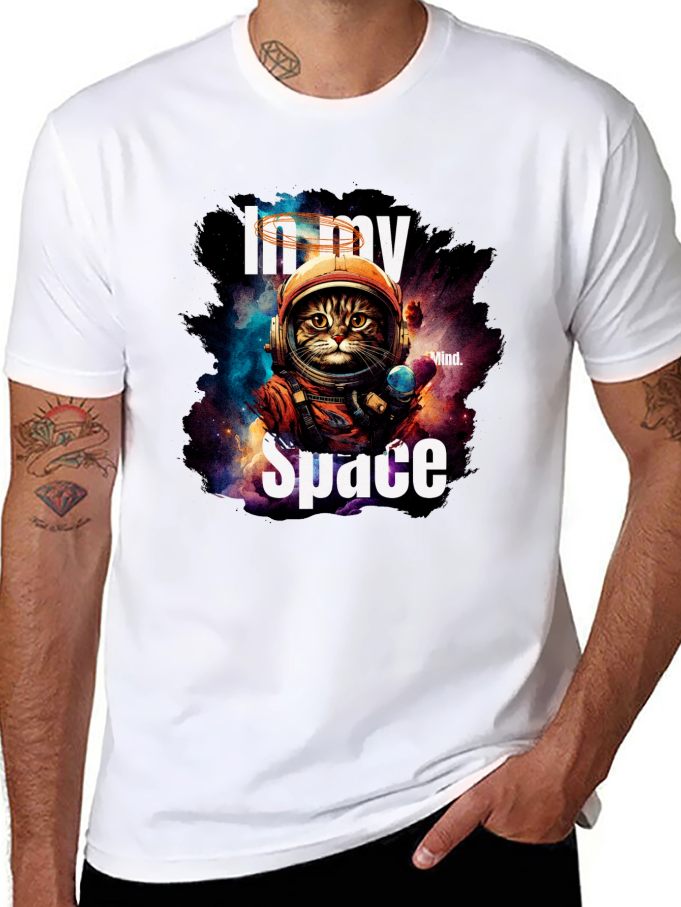 In My Space Astronaut Cat Graphic T-Shirt