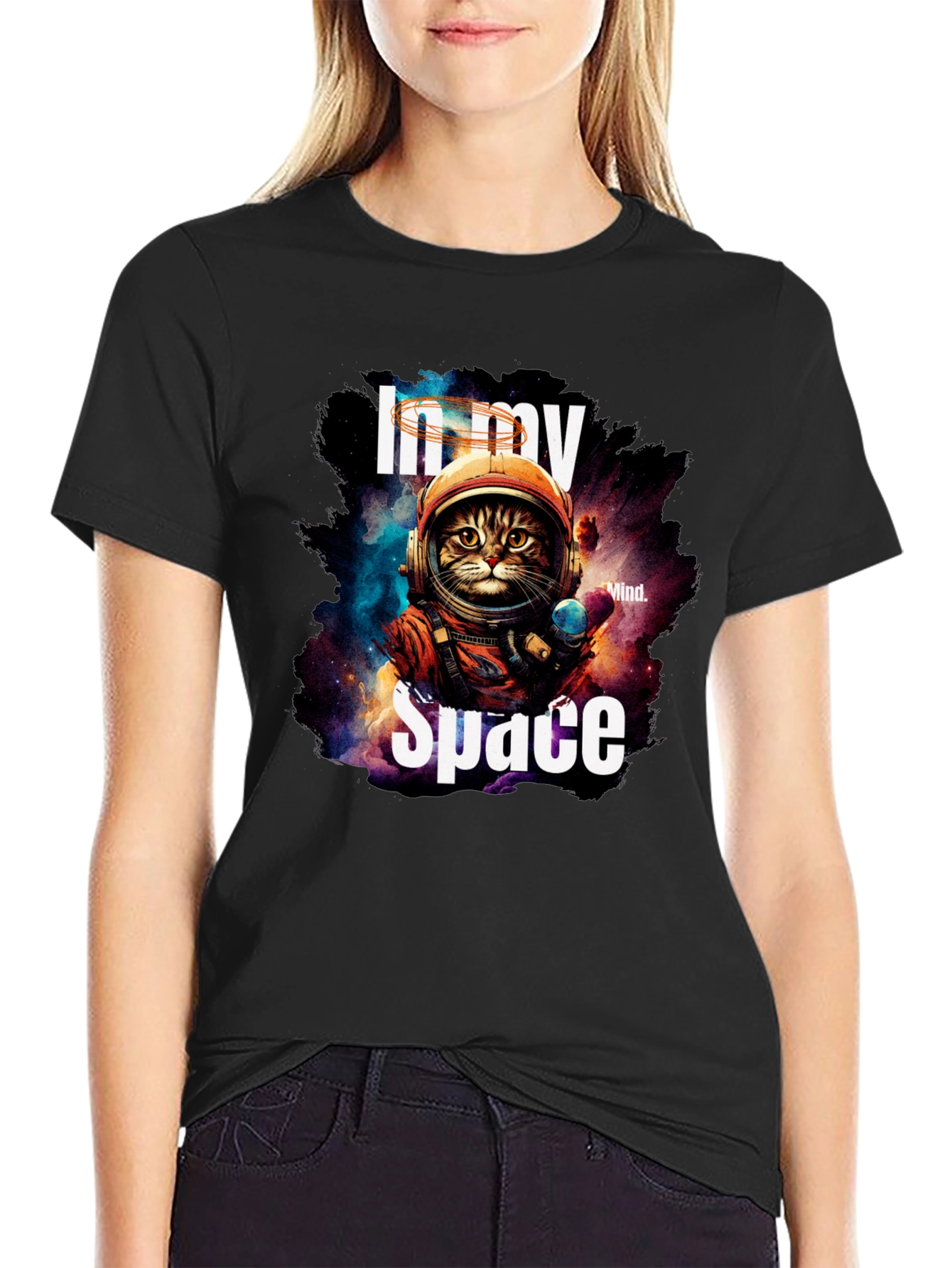 In My Space Astronaut Cat Graphic T-Shirt