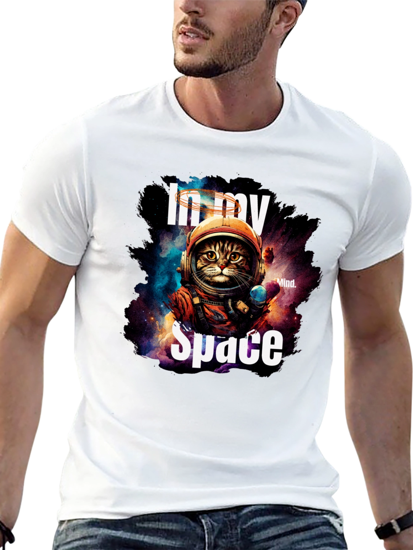 In My Space Astronaut Cat Graphic T-Shirt