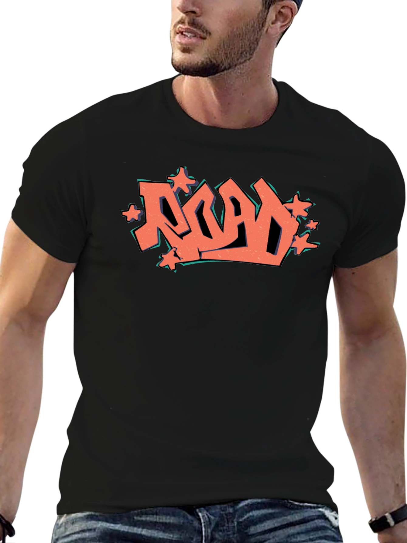 Road Graffiti Graphic Black T-Shirt