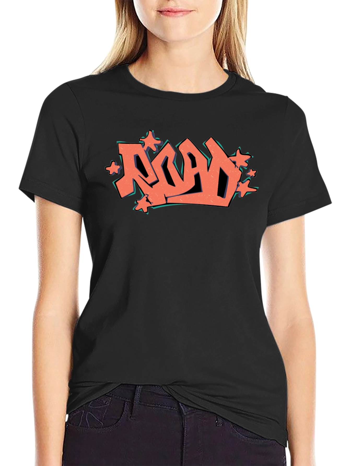 Road Graffiti Graphic Black T-Shirt