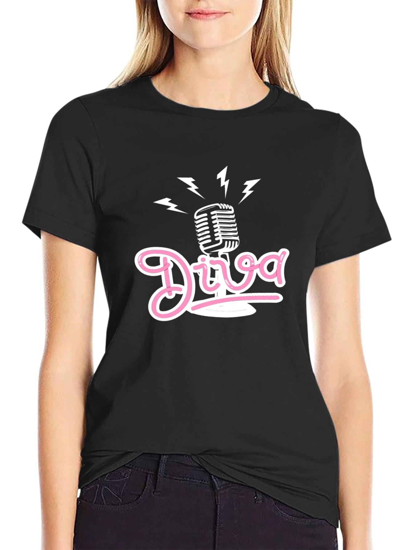 Diva Microphone Graphic T-Shirt - Stylish Music Lover Tee