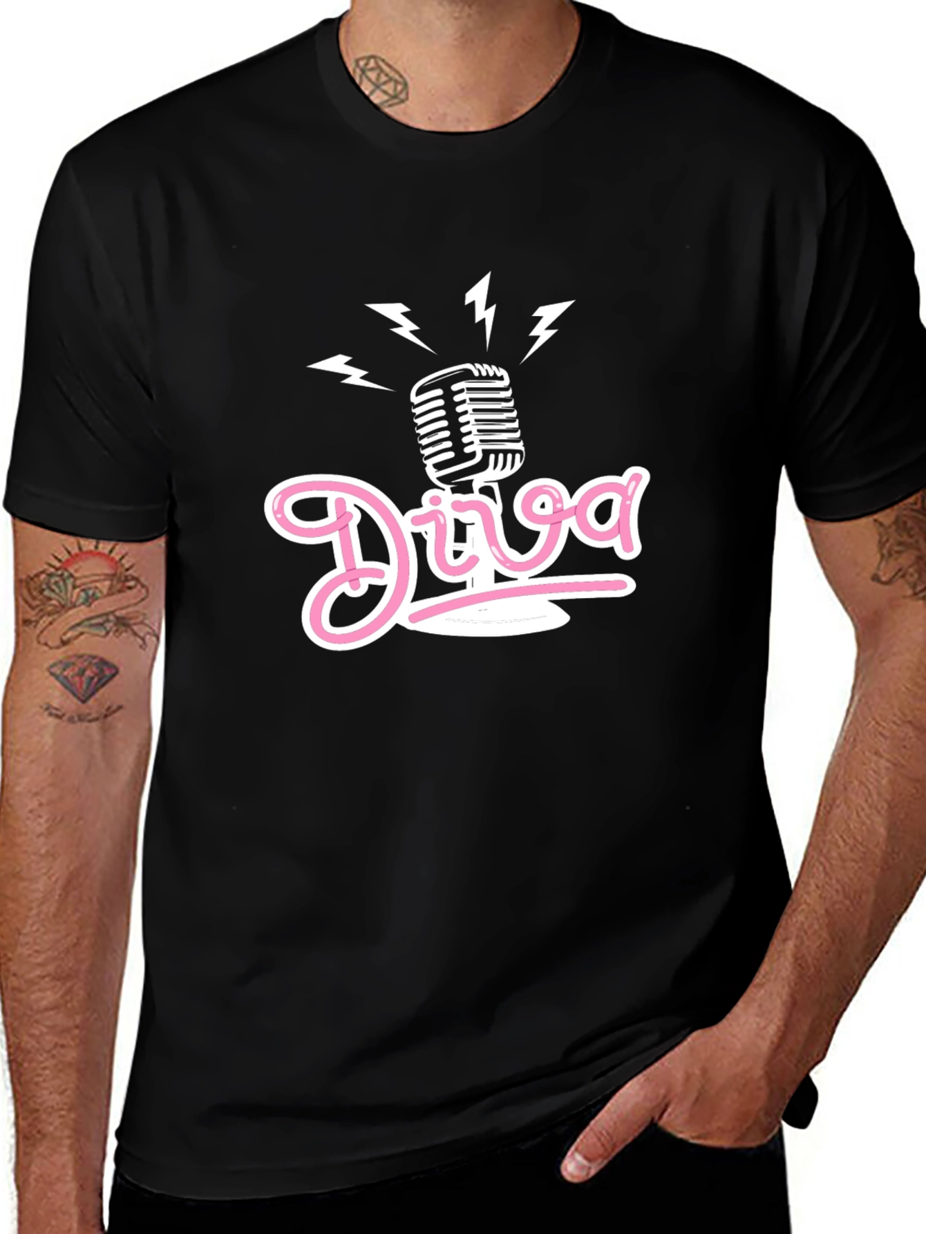 Diva Microphone Graphic T-Shirt - Stylish Music Lover Tee