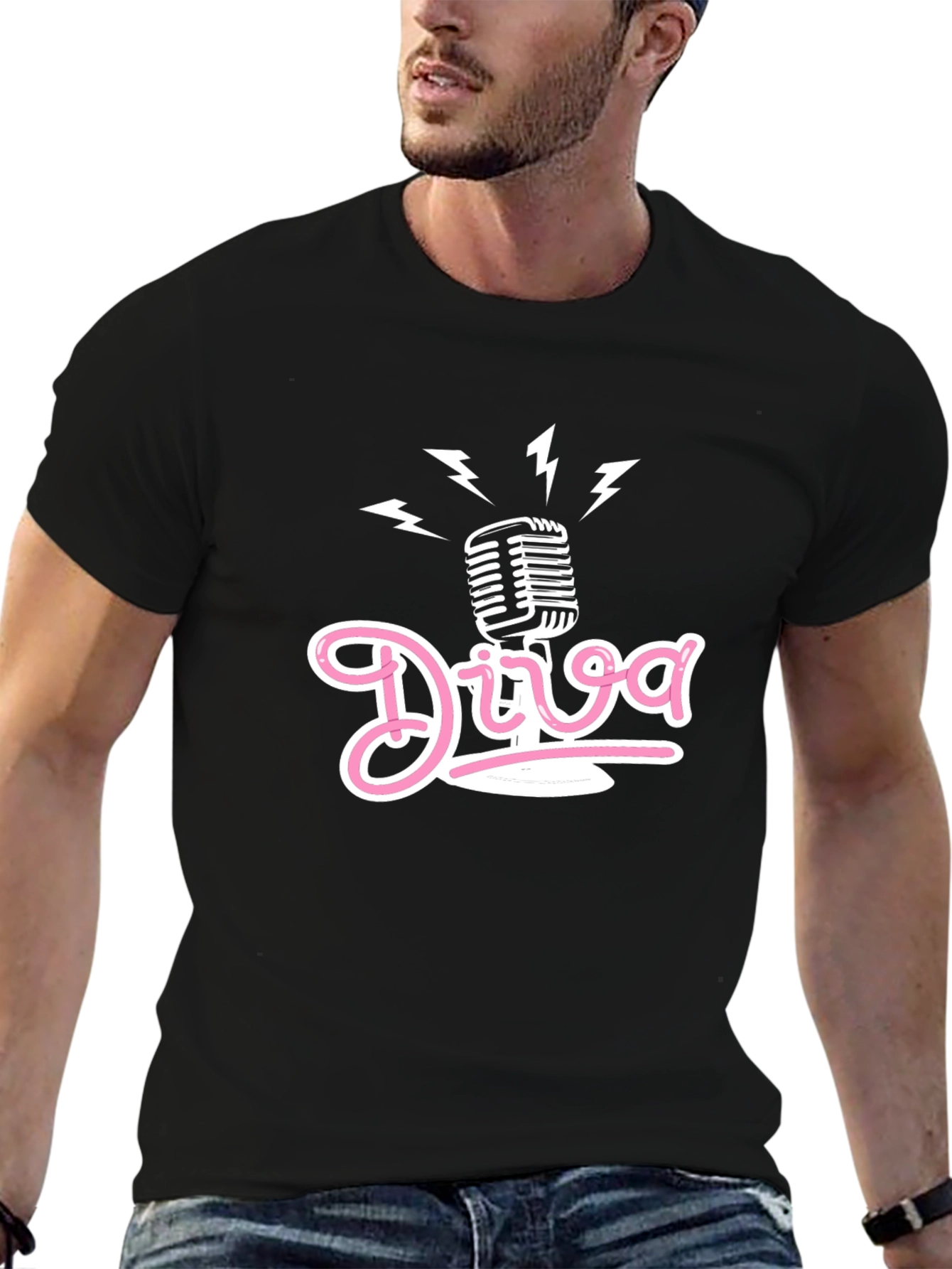 Diva Microphone Graphic T-Shirt - Stylish Music Lover Tee