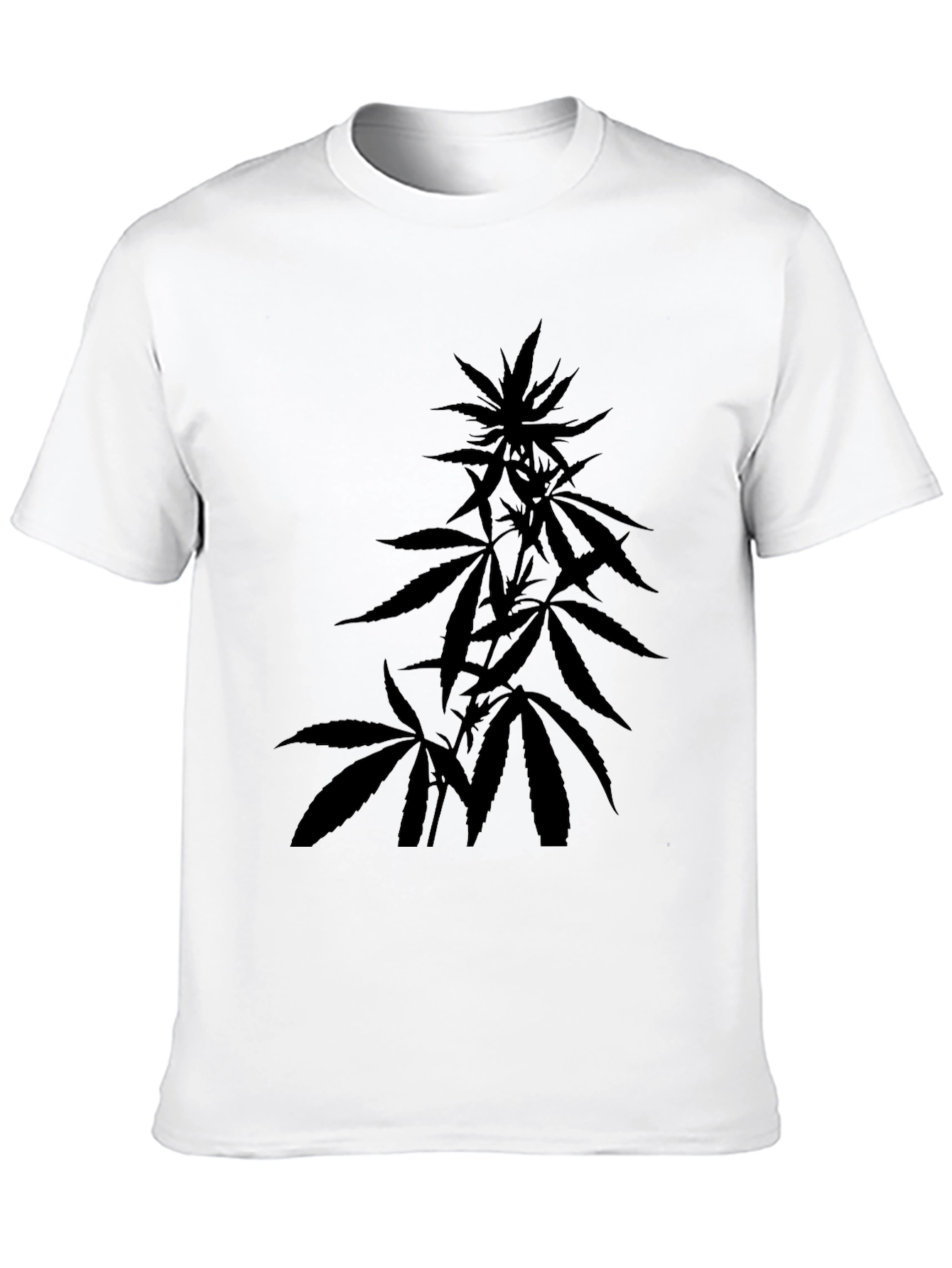 Cannabis Leaf Graphic Print Black T-Shirt