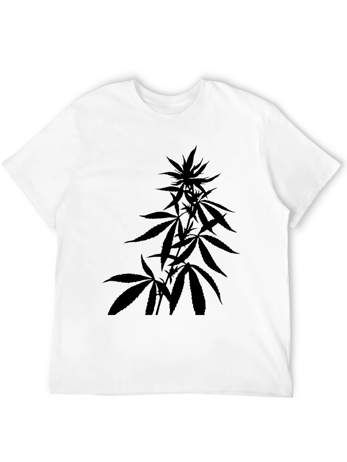Cannabis Leaf Graphic Print Black T-Shirt