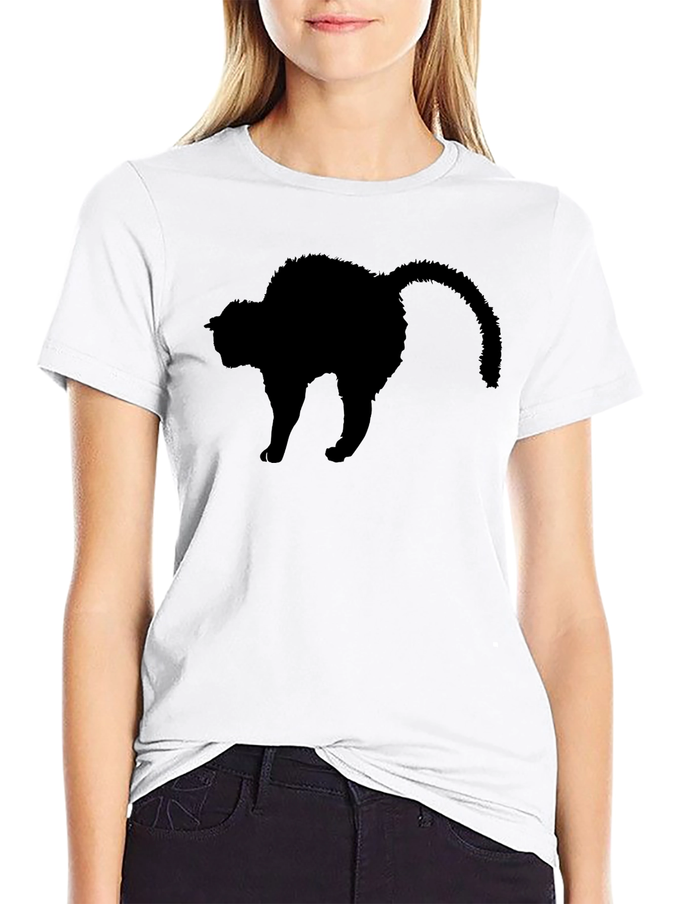 Black Cat Silhouette T-Shirt - Mens Crew Neck Tee