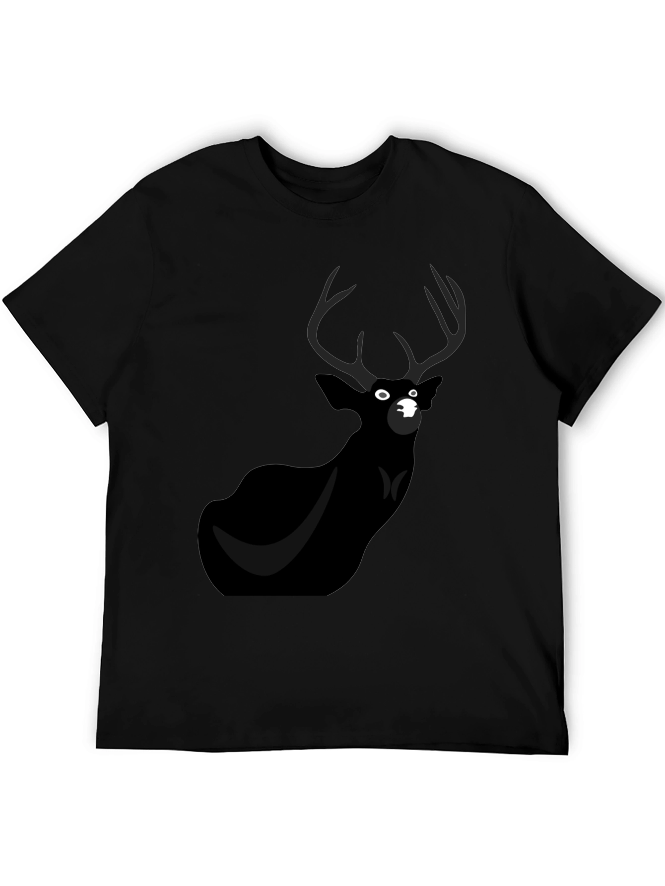 Mens Black Deer Graphic Tee - Unique Design