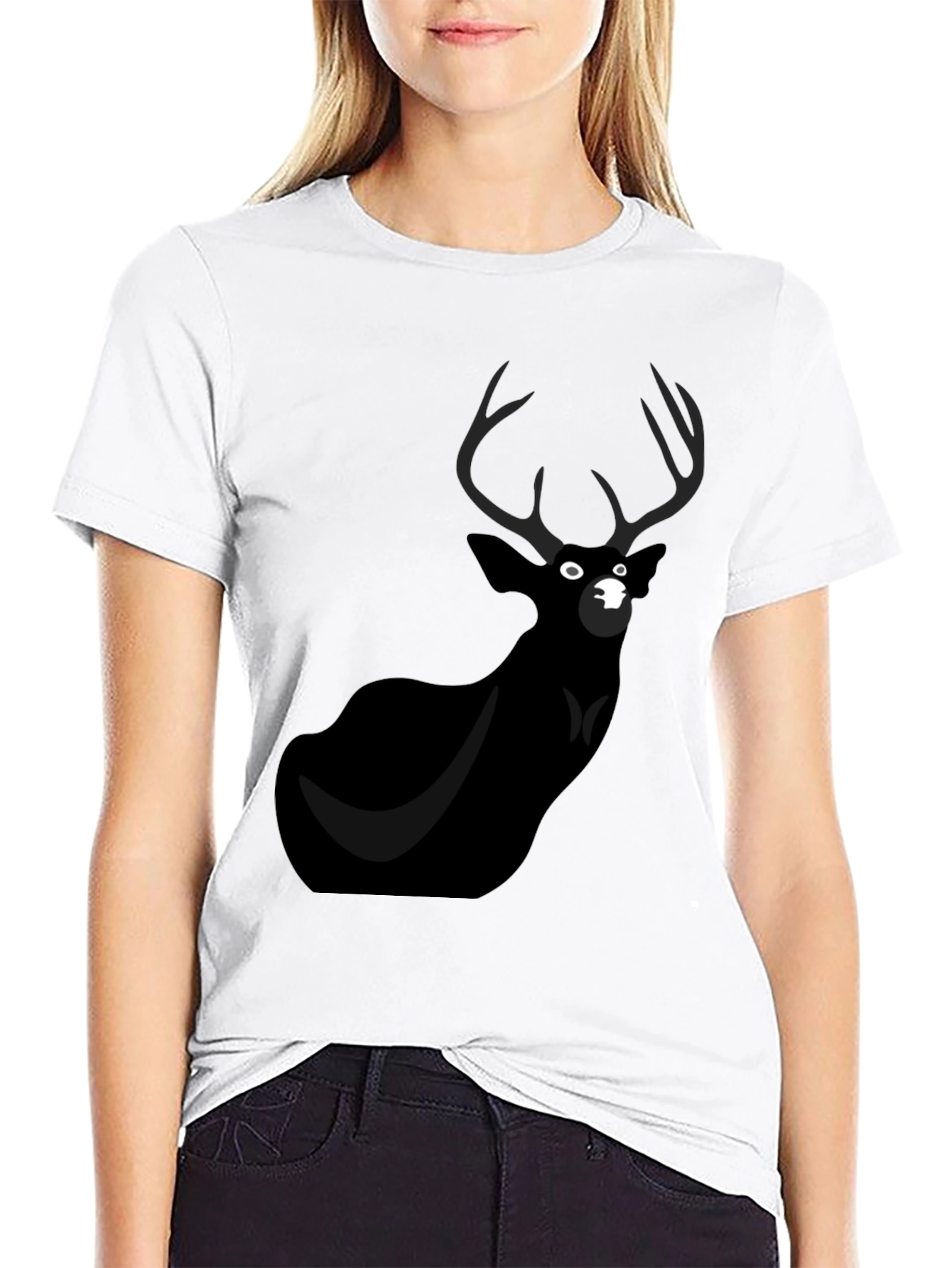 Mens Black Deer Graphic Tee - Unique Design