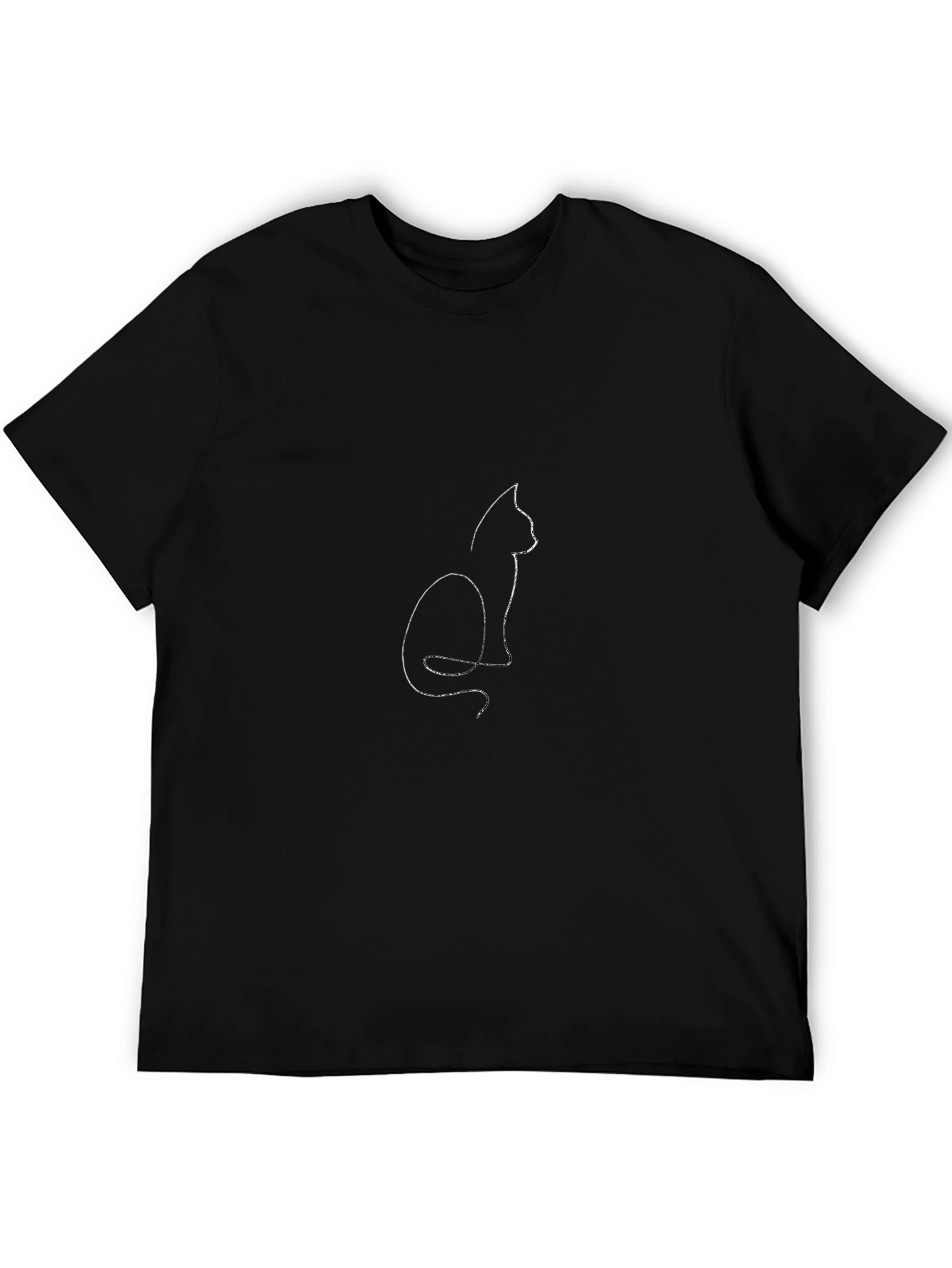 Mens Black Cat Silhouette Graphic T-Shirt