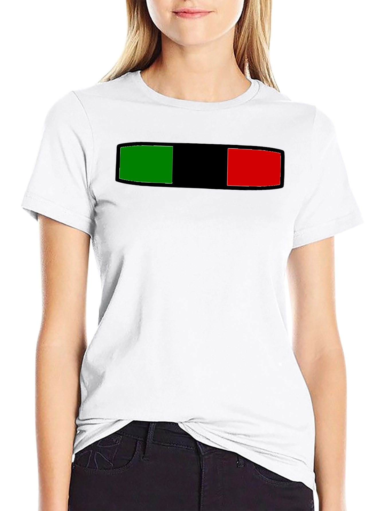 Striped Green Black and Red Graphic Tee