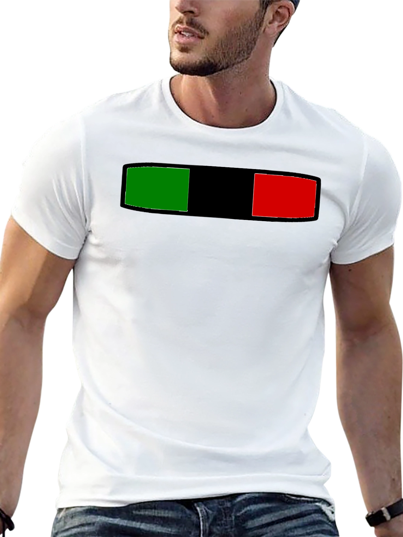 Striped Green Black and Red Graphic Tee