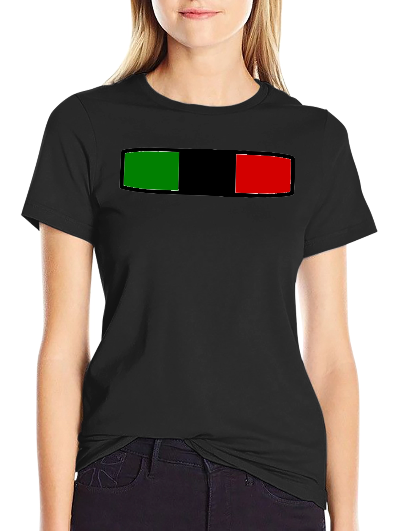 Striped Green Black and Red Graphic Tee
