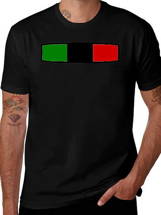 Striped Green Black and Red Graphic Tee