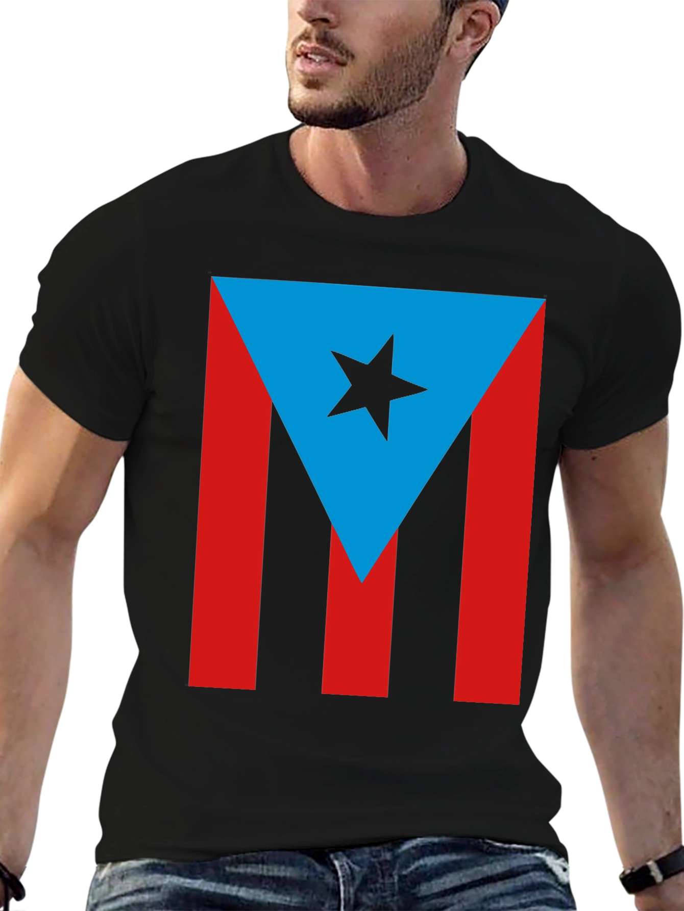 Puerto Rico Flag T-Shirt - Mens Black Tee