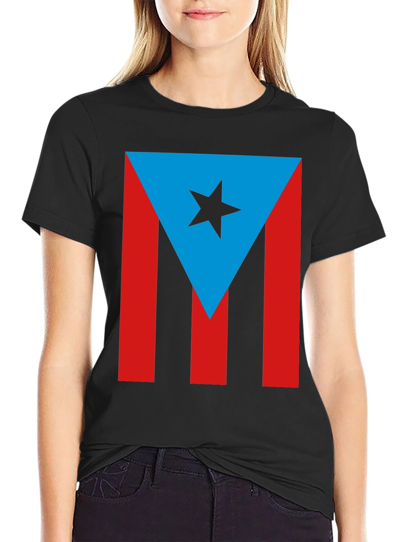Puerto Rico Flag T-Shirt - Mens Black Tee