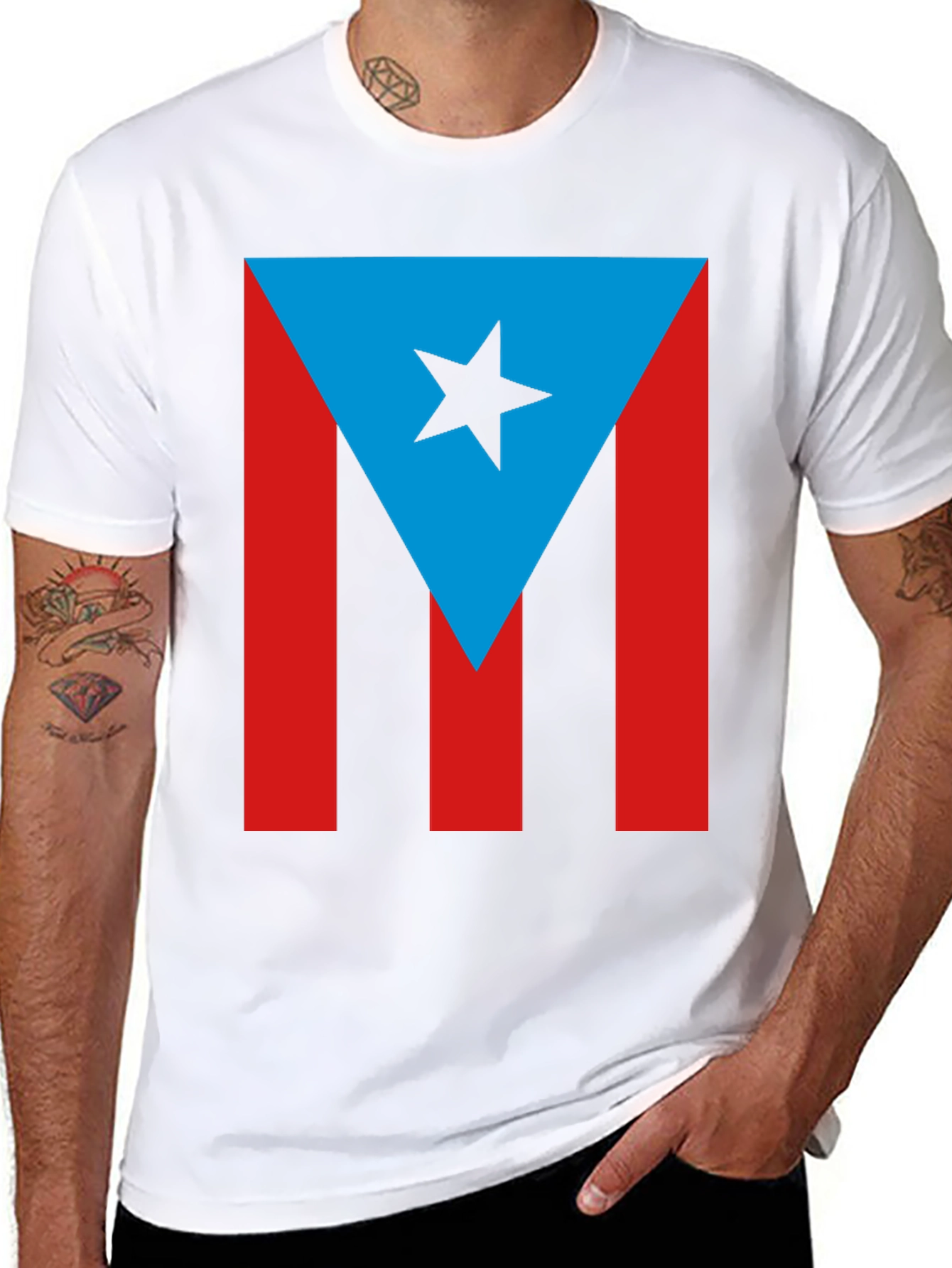 Puerto Rico Flag T-Shirt - Mens Black Tee