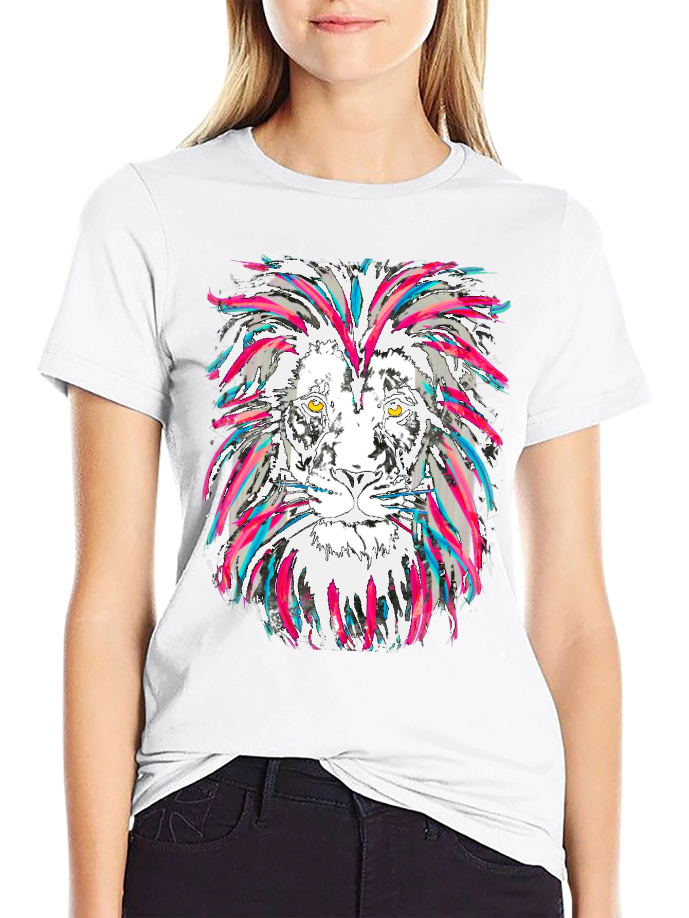 Lion Graphic Tee - Mens Black Cotton T-Shirt