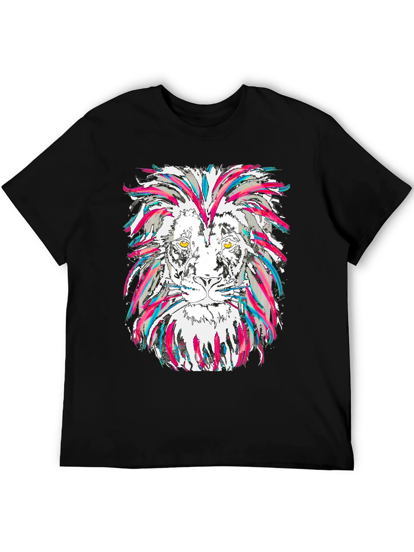Lion Graphic Tee - Mens Black Cotton T-Shirt