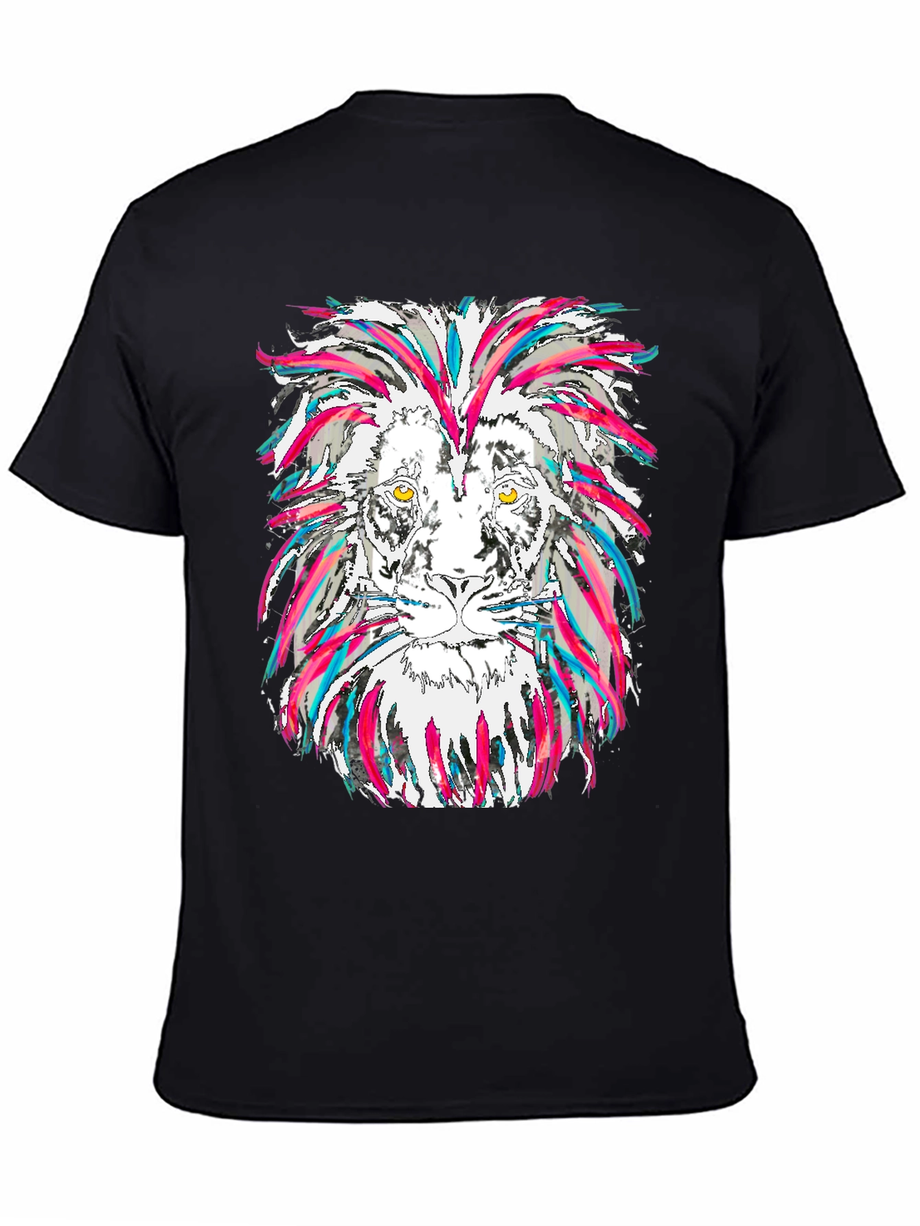 Lion Graphic Tee - Mens Black Cotton T-Shirt
