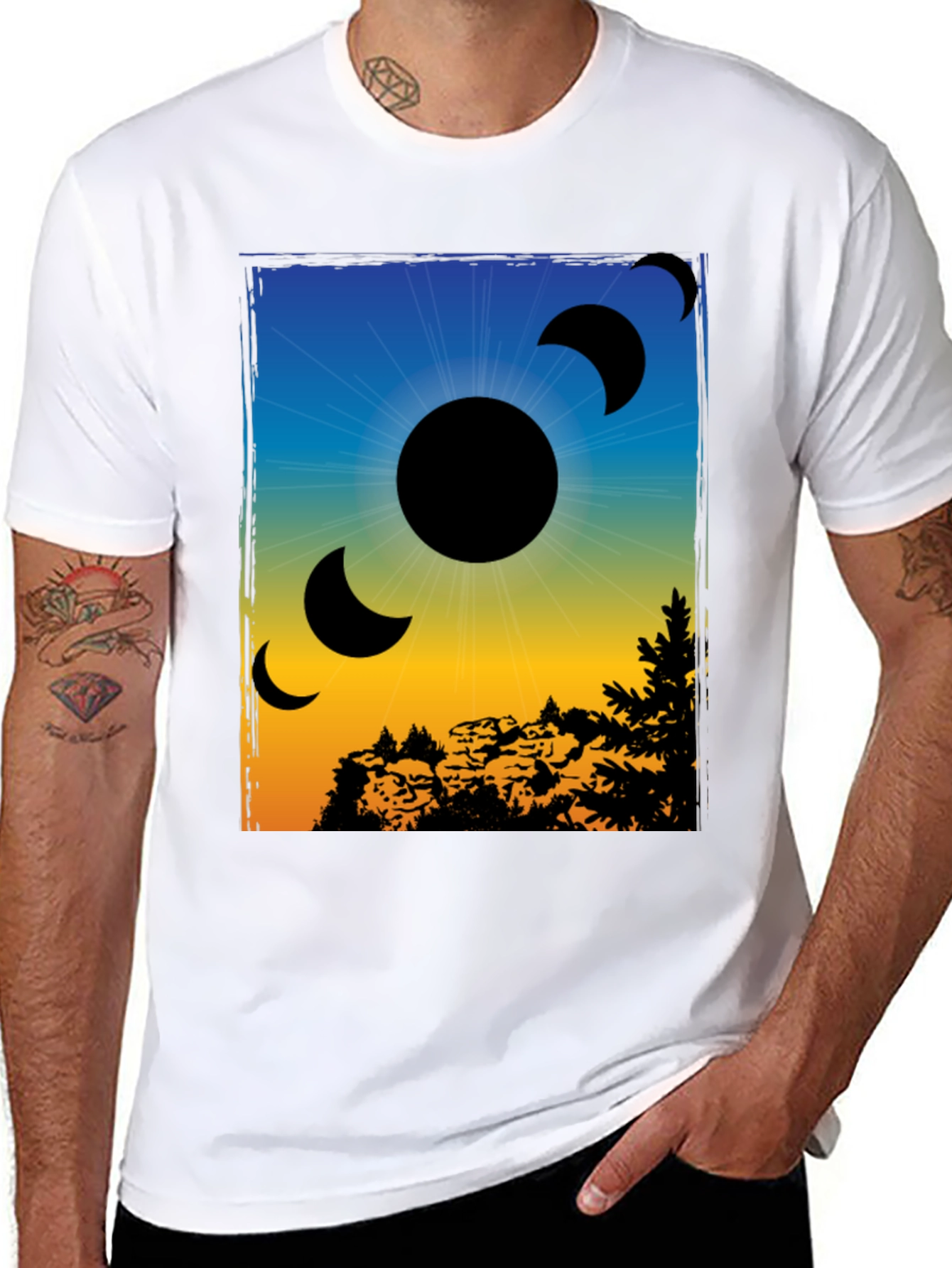 Eclipse Graphic Print Black T-Shirt