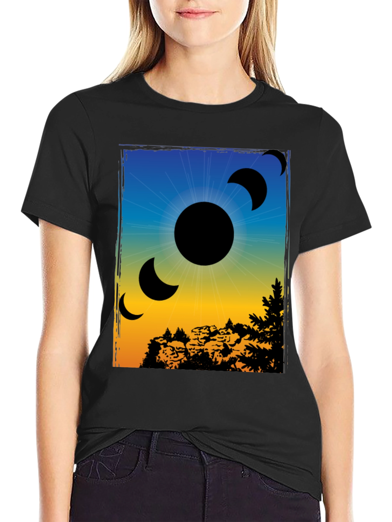 Eclipse Graphic Print Black T-Shirt
