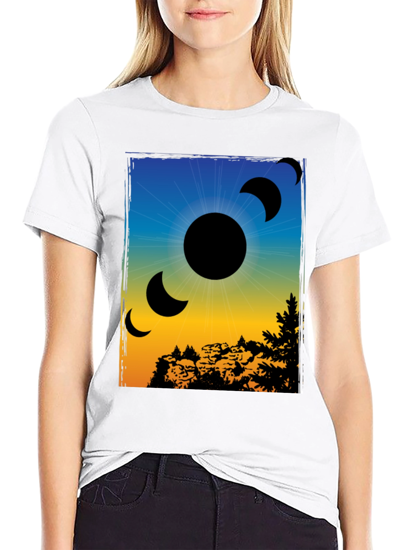 Eclipse Graphic Print Black T-Shirt