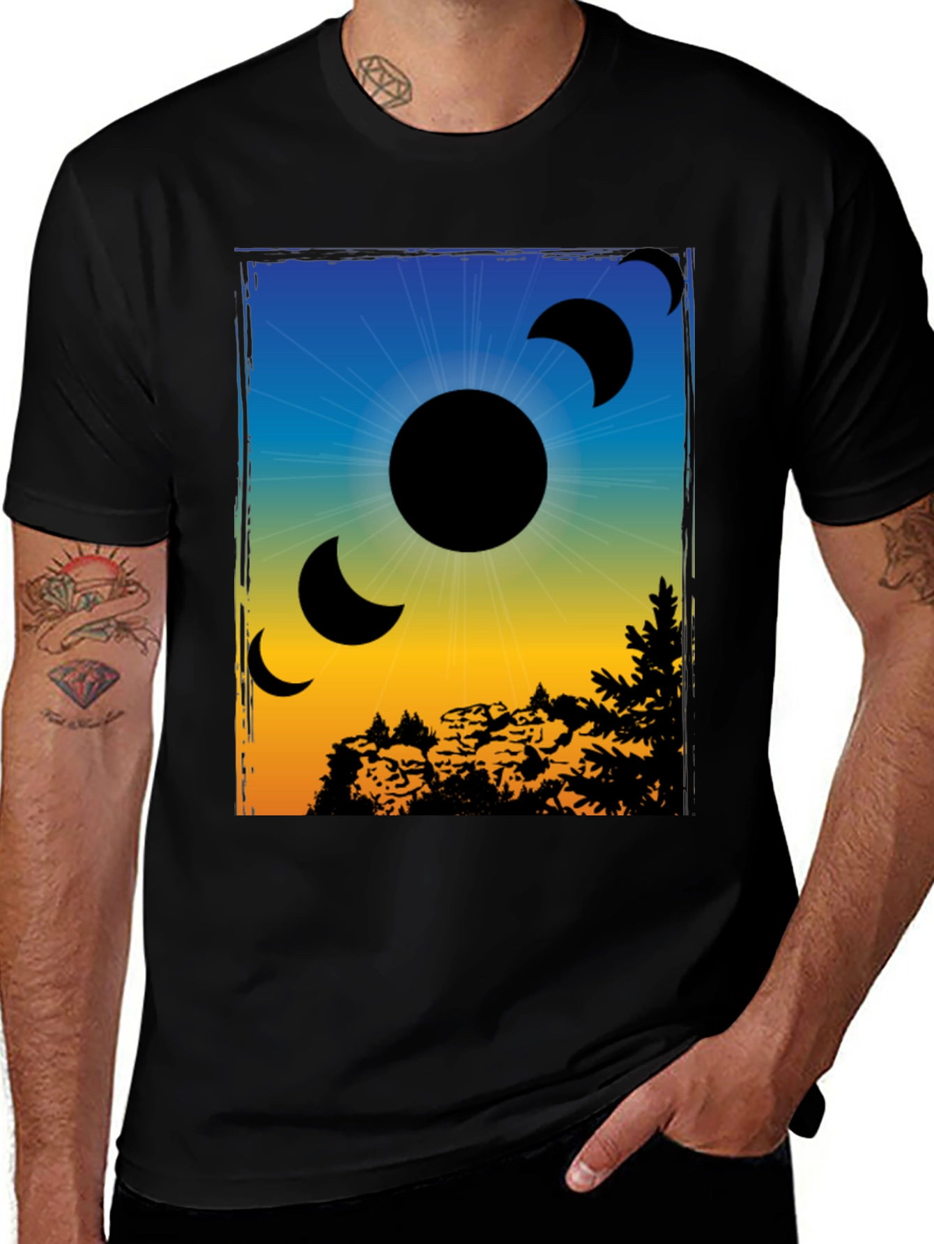 Eclipse Graphic Print Black T-Shirt