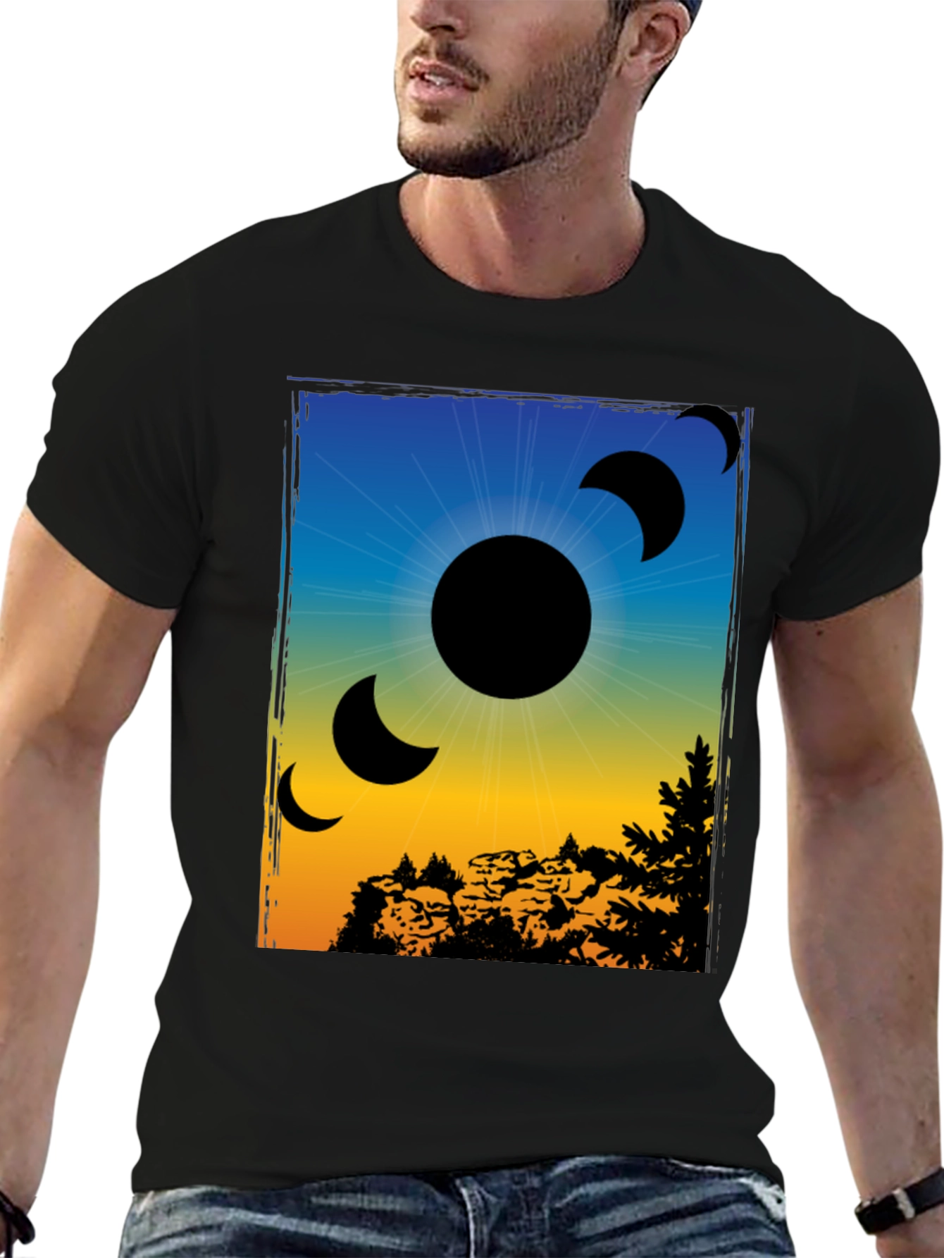 Eclipse Graphic Print Black T-Shirt