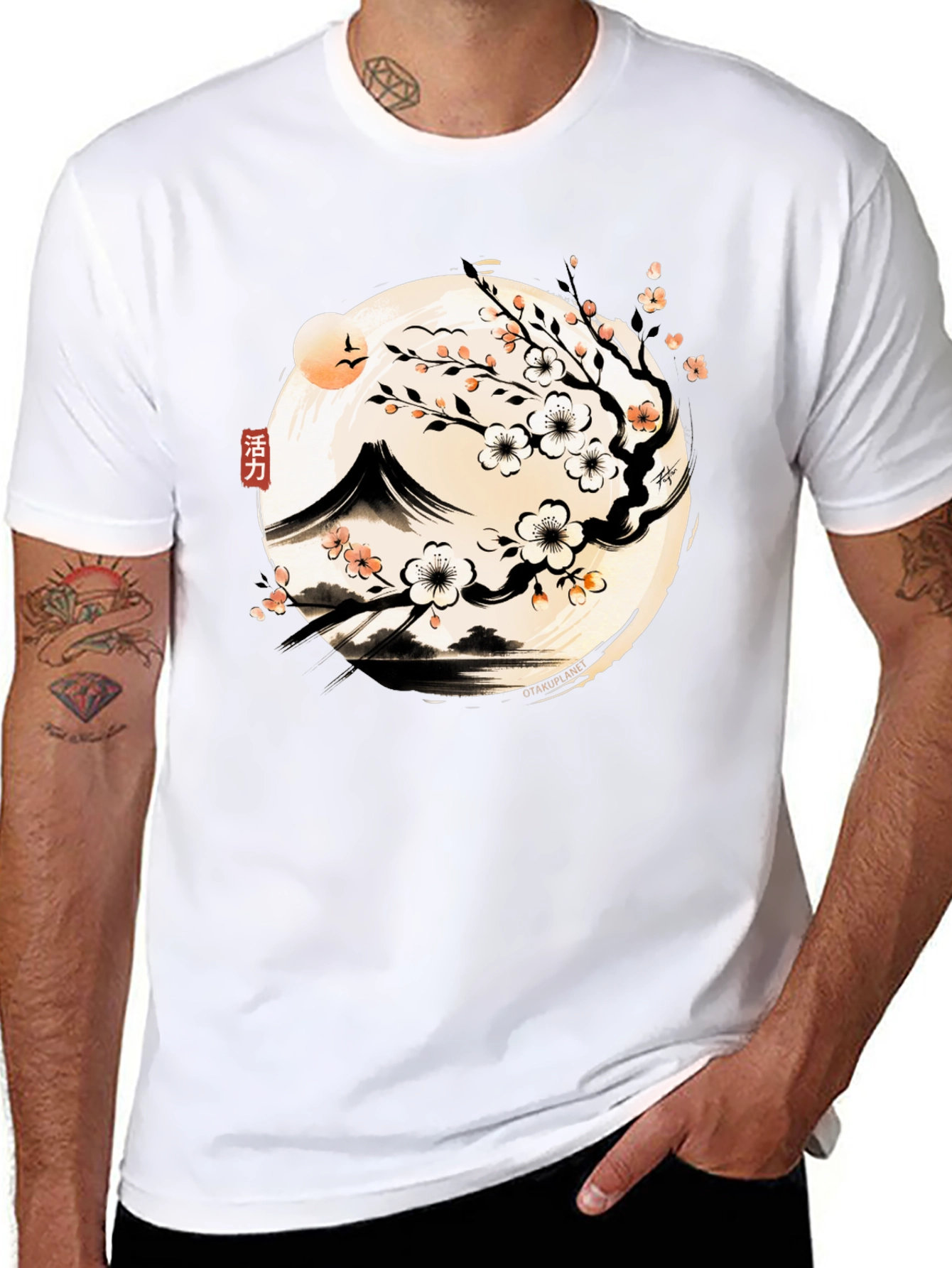 Japanese Sakura T-Shirt - Mountain Blossom Design