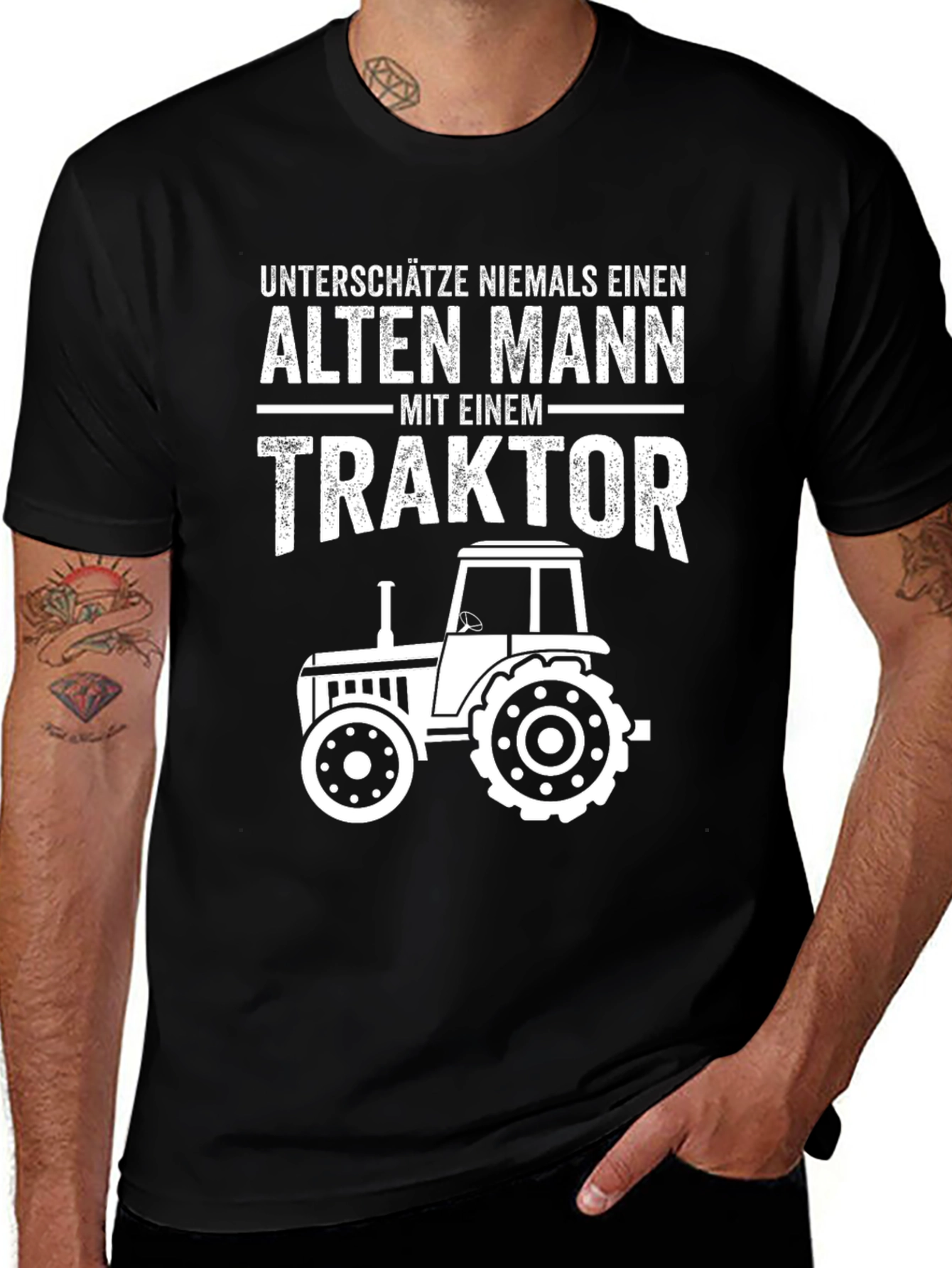 Alten Mann Traktor Black T-Shirt