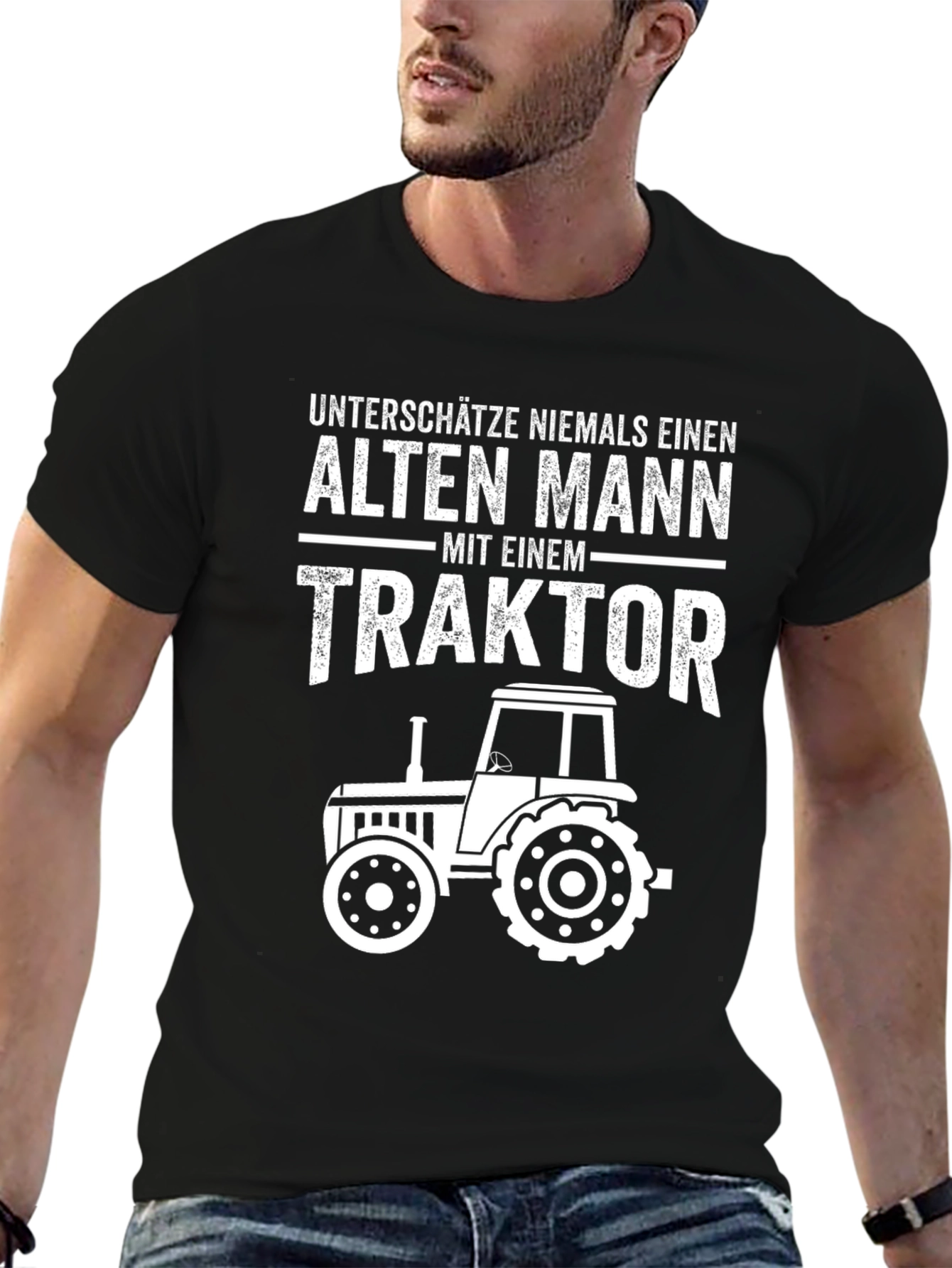 Alten Mann Traktor Black T-Shirt
