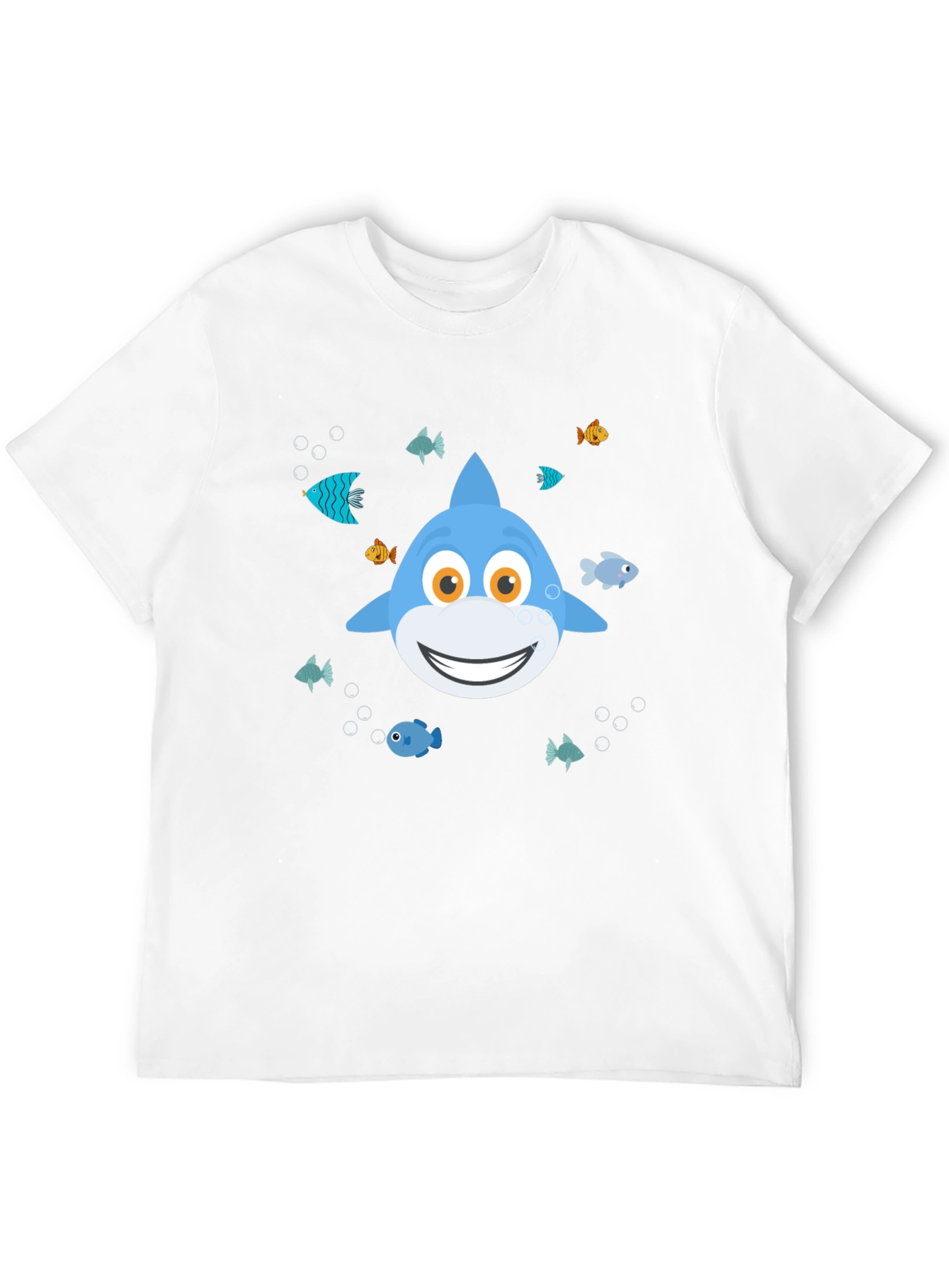 Cute Cartoon Shark Graphic T-Shirt - Black