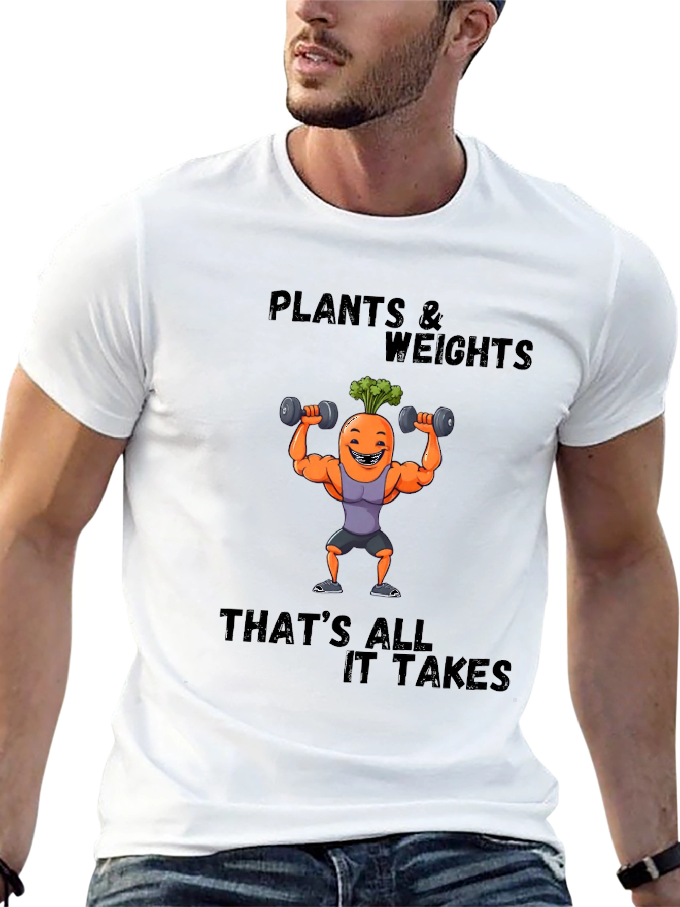Plants & Weights Graphic Tee - Funny Fitness Shirt