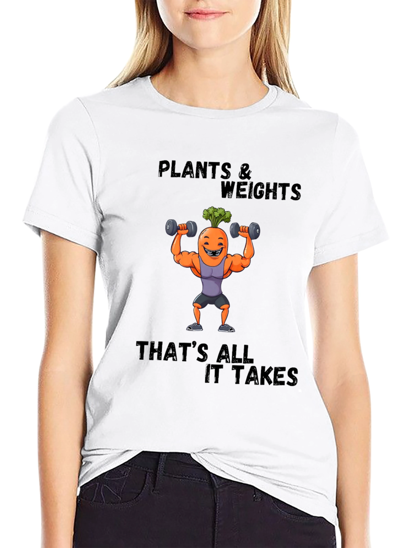 Plants & Weights Graphic Tee - Funny Fitness Shirt