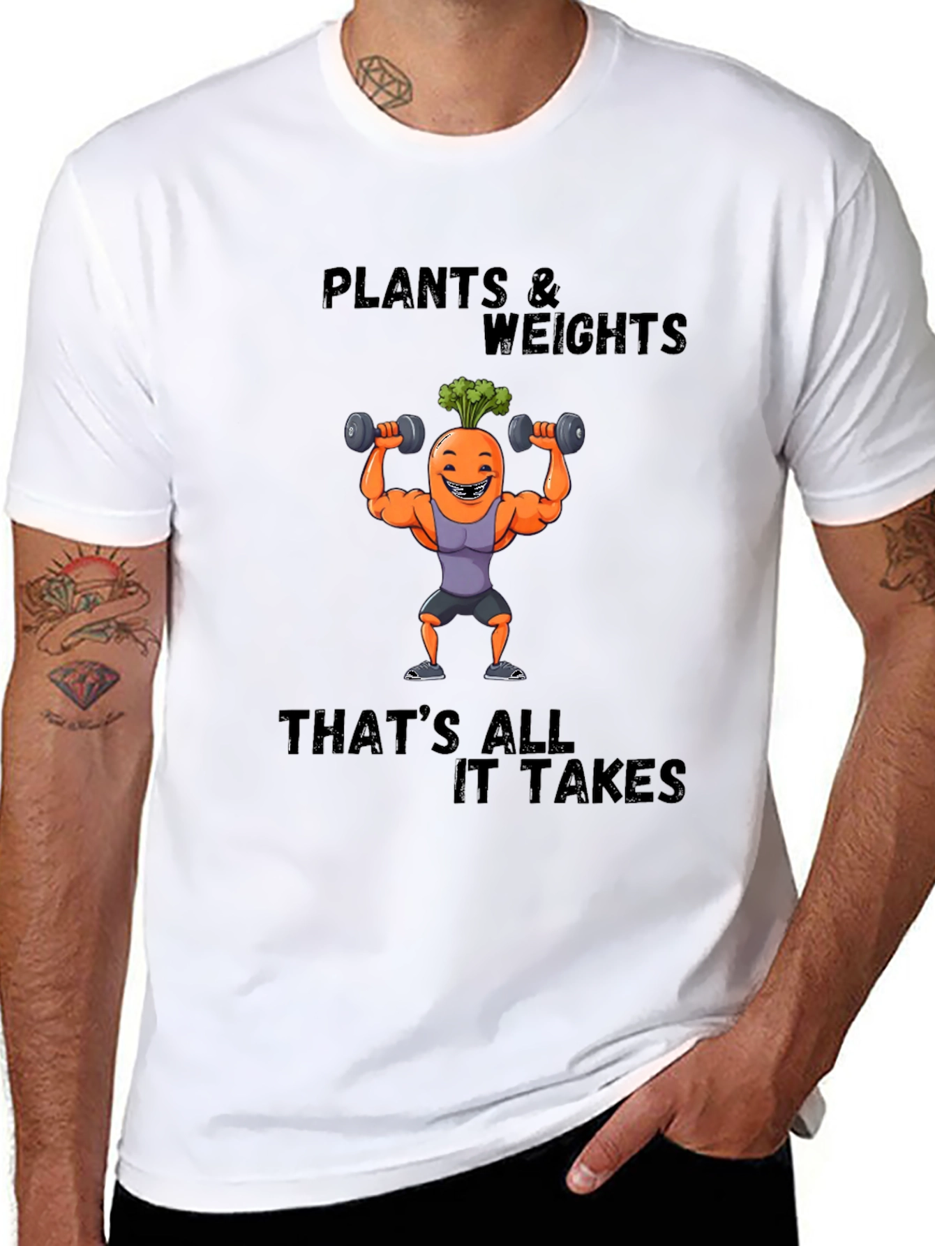 Plants & Weights Graphic Tee - Funny Fitness Shirt
