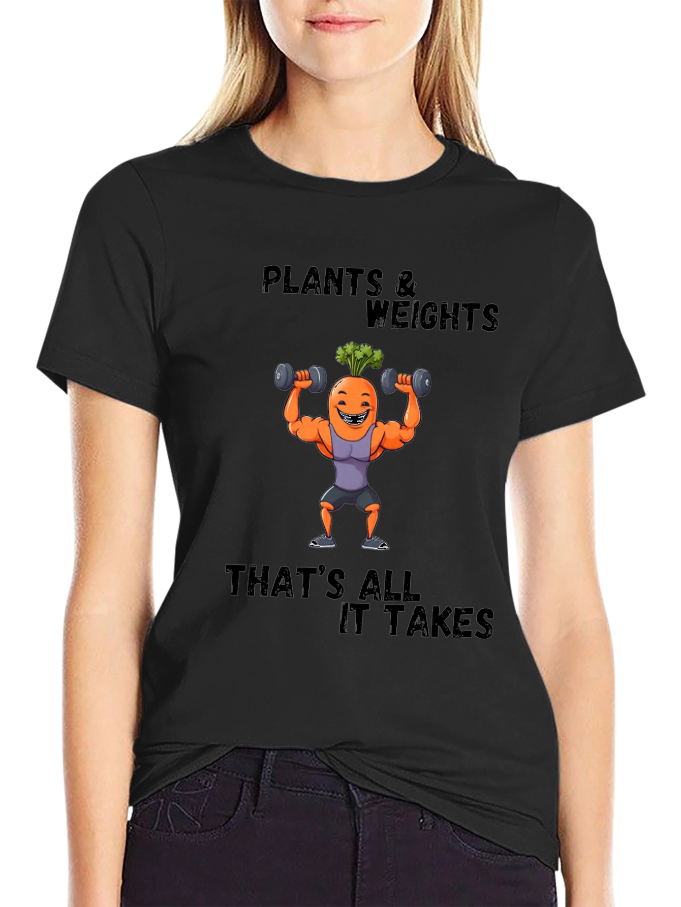 Plants & Weights Graphic Tee - Funny Fitness Shirt