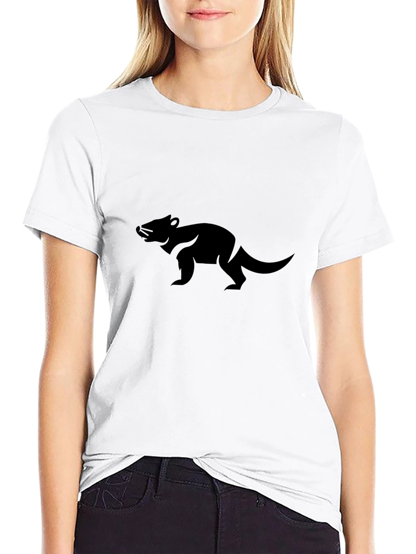 Mens Black T-Shirt with Animal Graphic