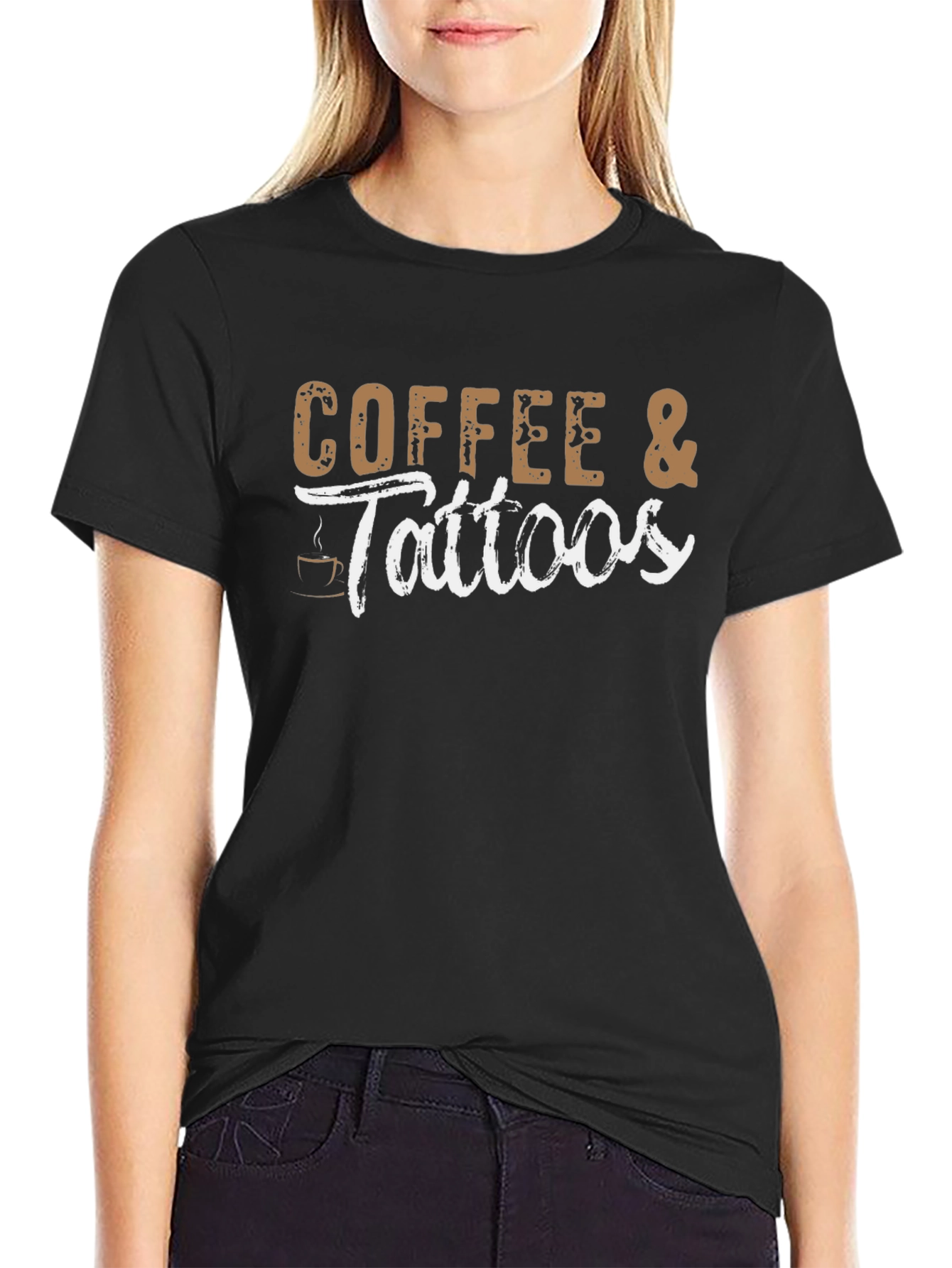 Coffee & Tattoos Graphic Tee - Black Cotton T-Shirt