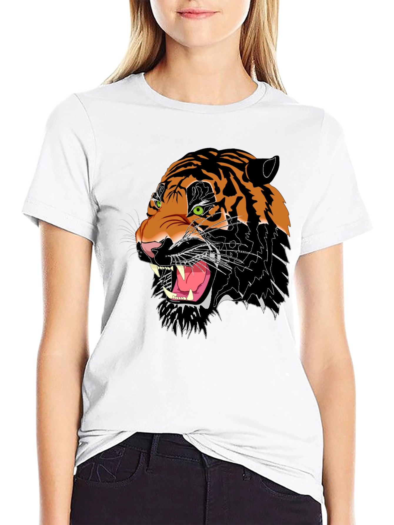 Roaring Tiger Graphic Tee - Black Cotton Blend