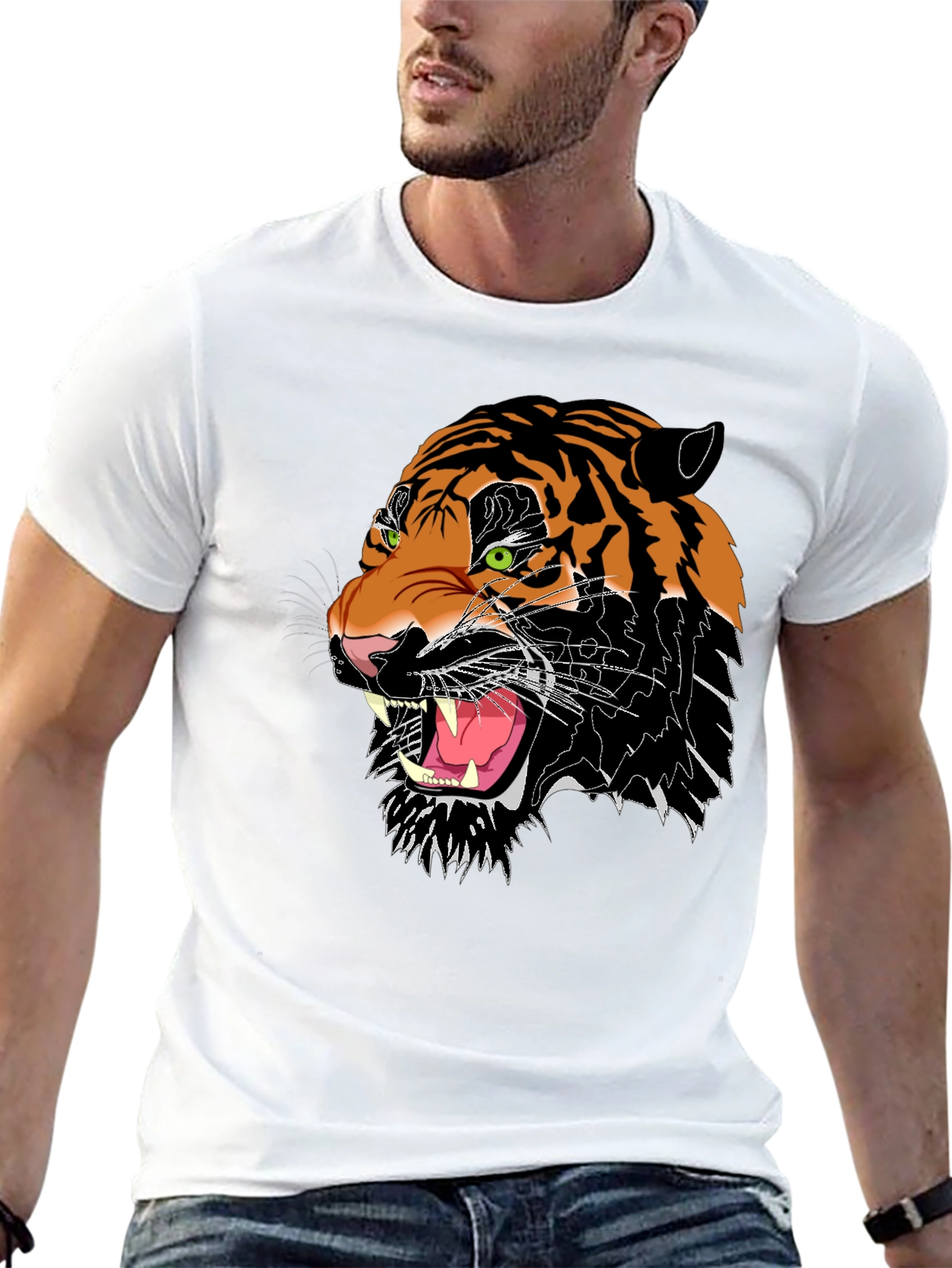 Roaring Tiger Graphic Tee - Black Cotton Blend