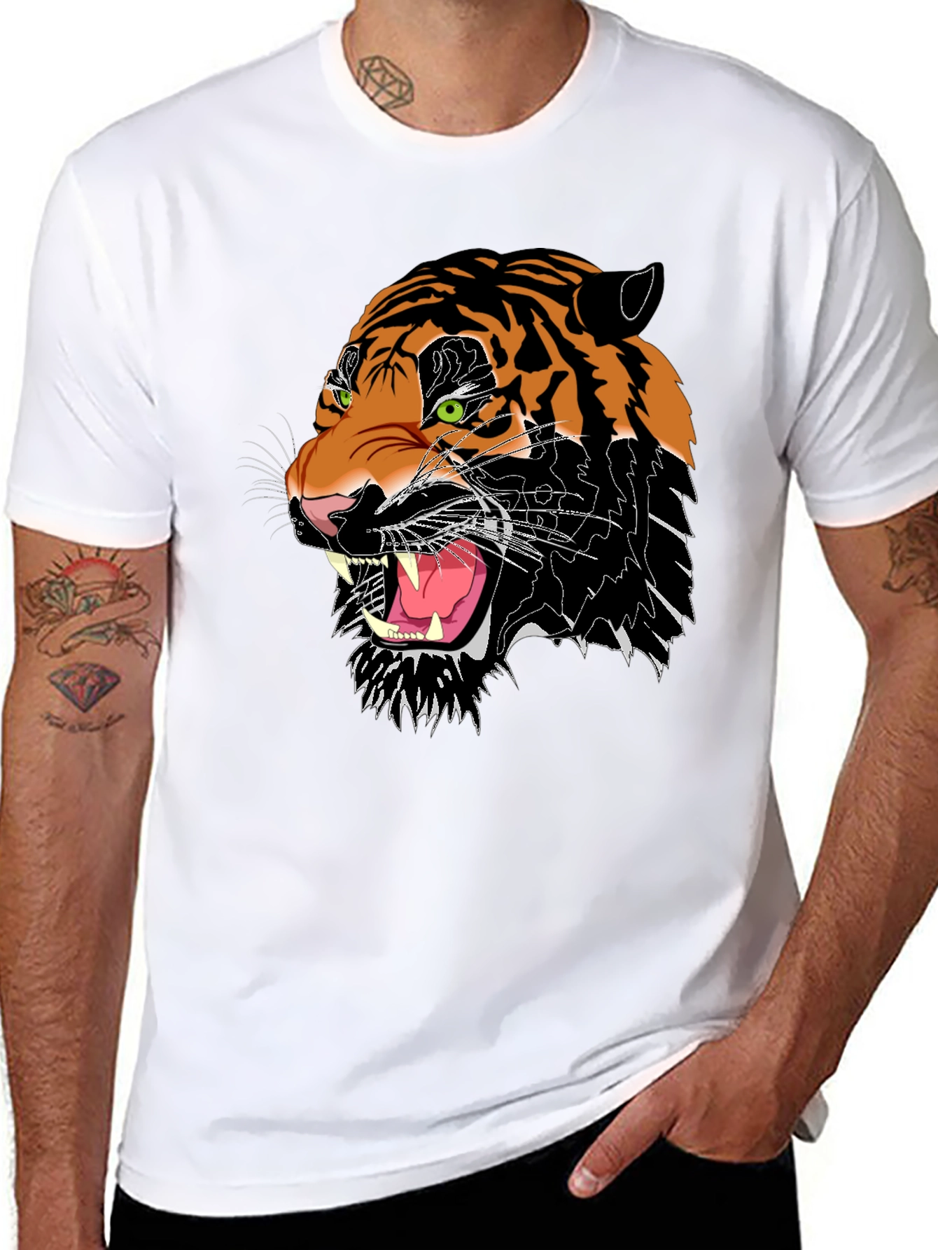 Roaring Tiger Graphic Tee - Black Cotton Blend