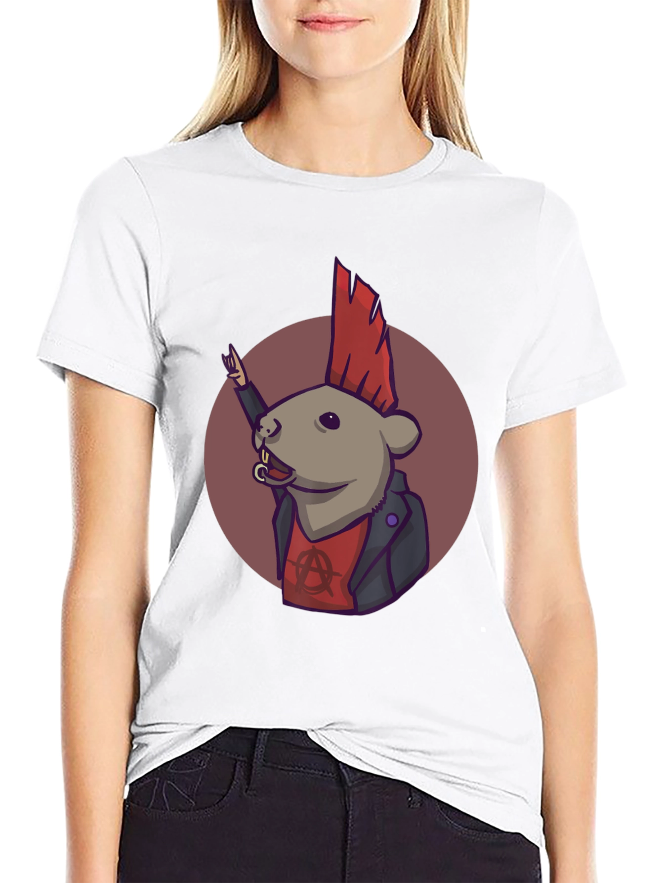 Punk Rat Graphic Tee - Black Cotton T-Shirt