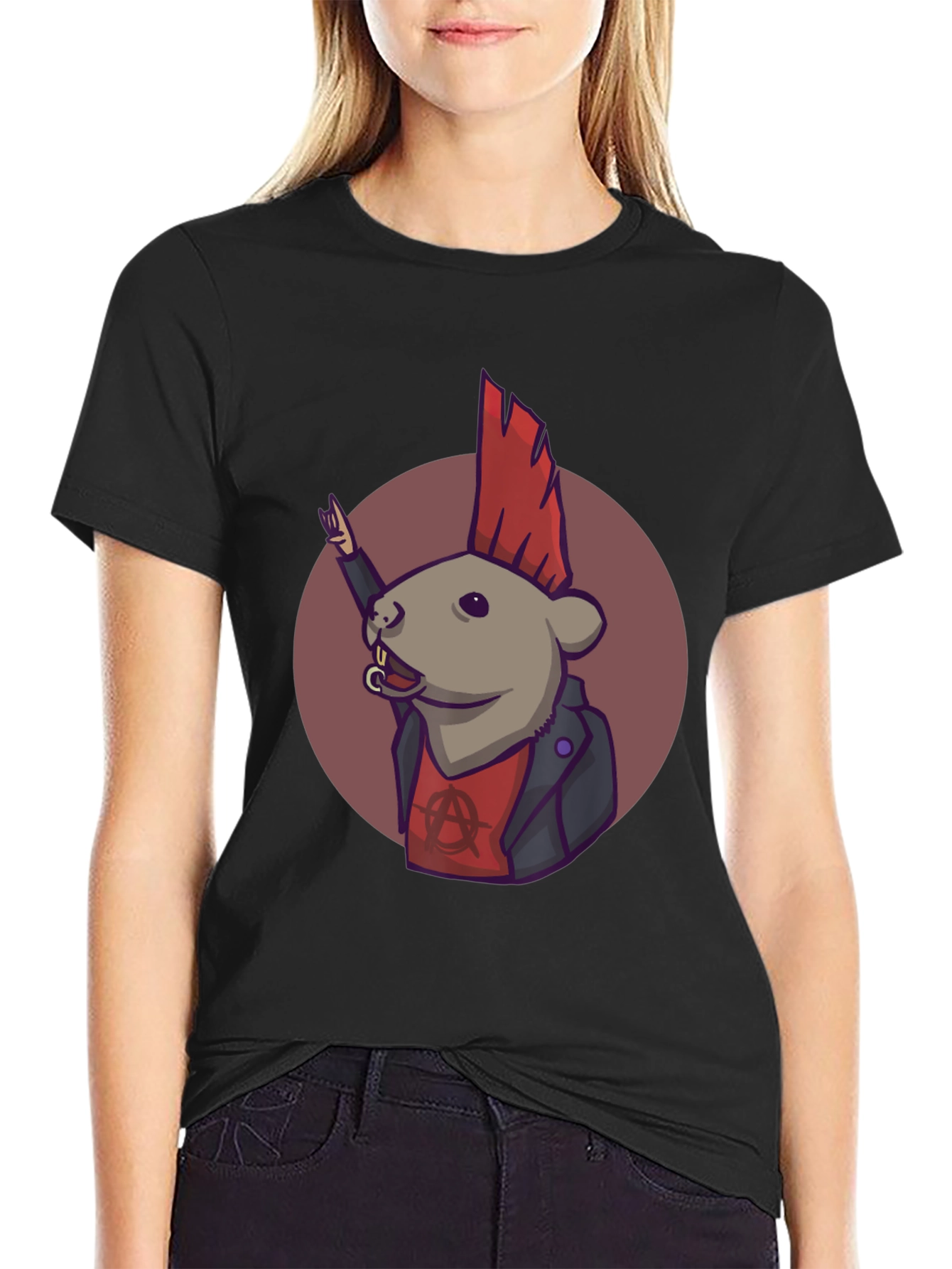Punk Rat Graphic Tee - Black Cotton T-Shirt