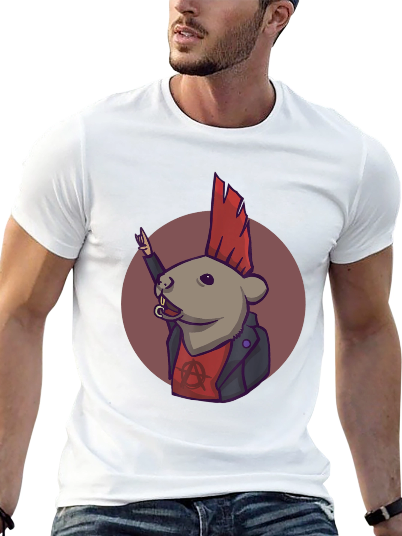 Punk Rat Graphic Tee - Black Cotton T-Shirt