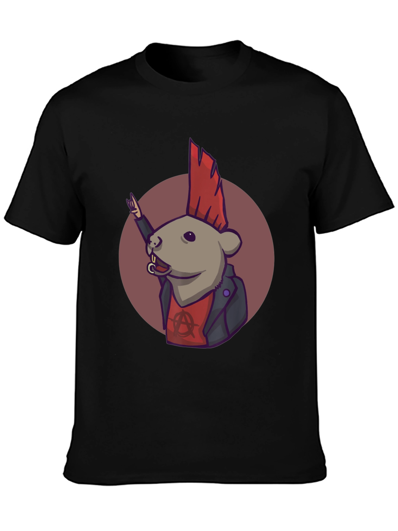 Punk Rat Graphic Tee - Black Cotton T-Shirt
