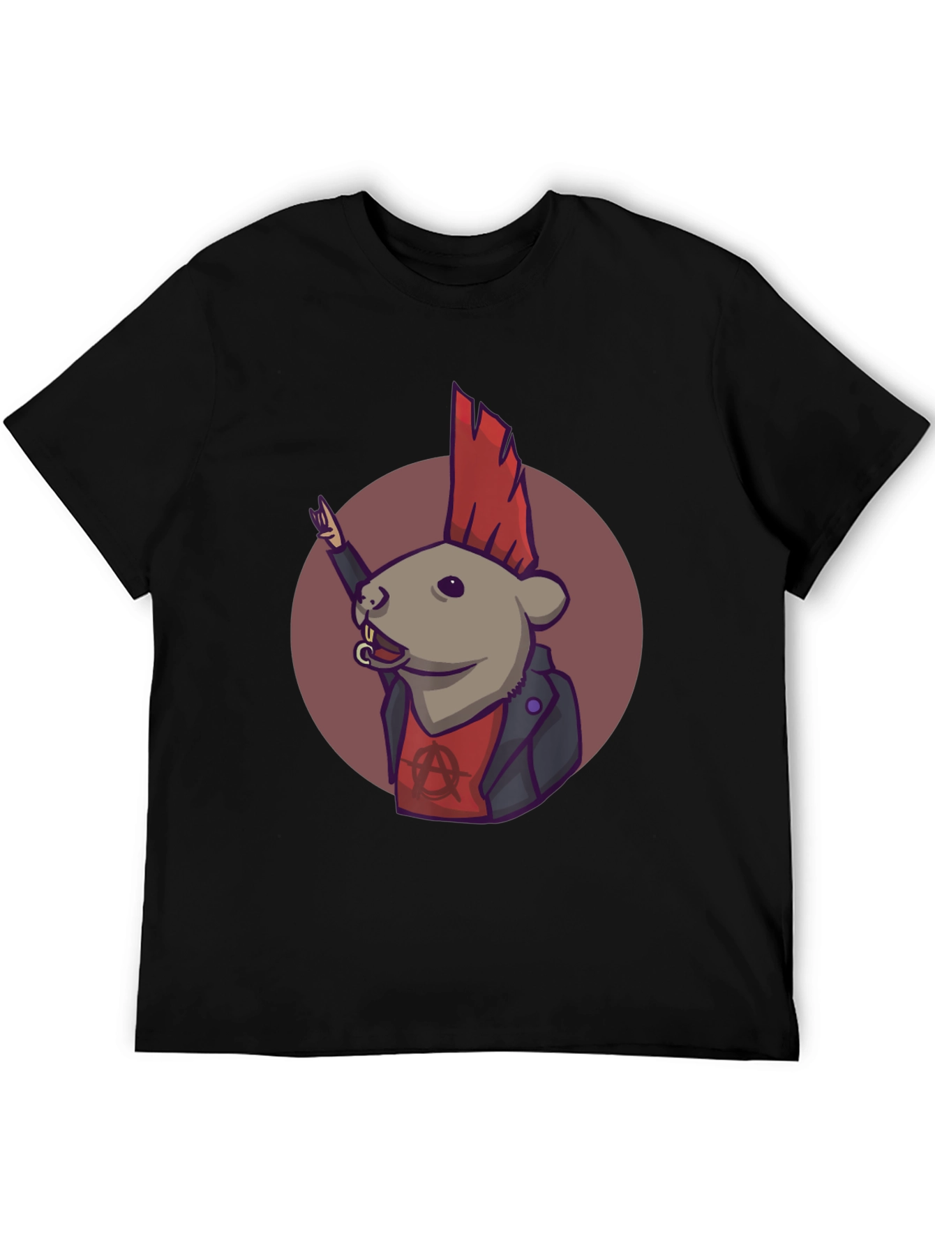 Punk Rat Graphic Tee - Black Cotton T-Shirt