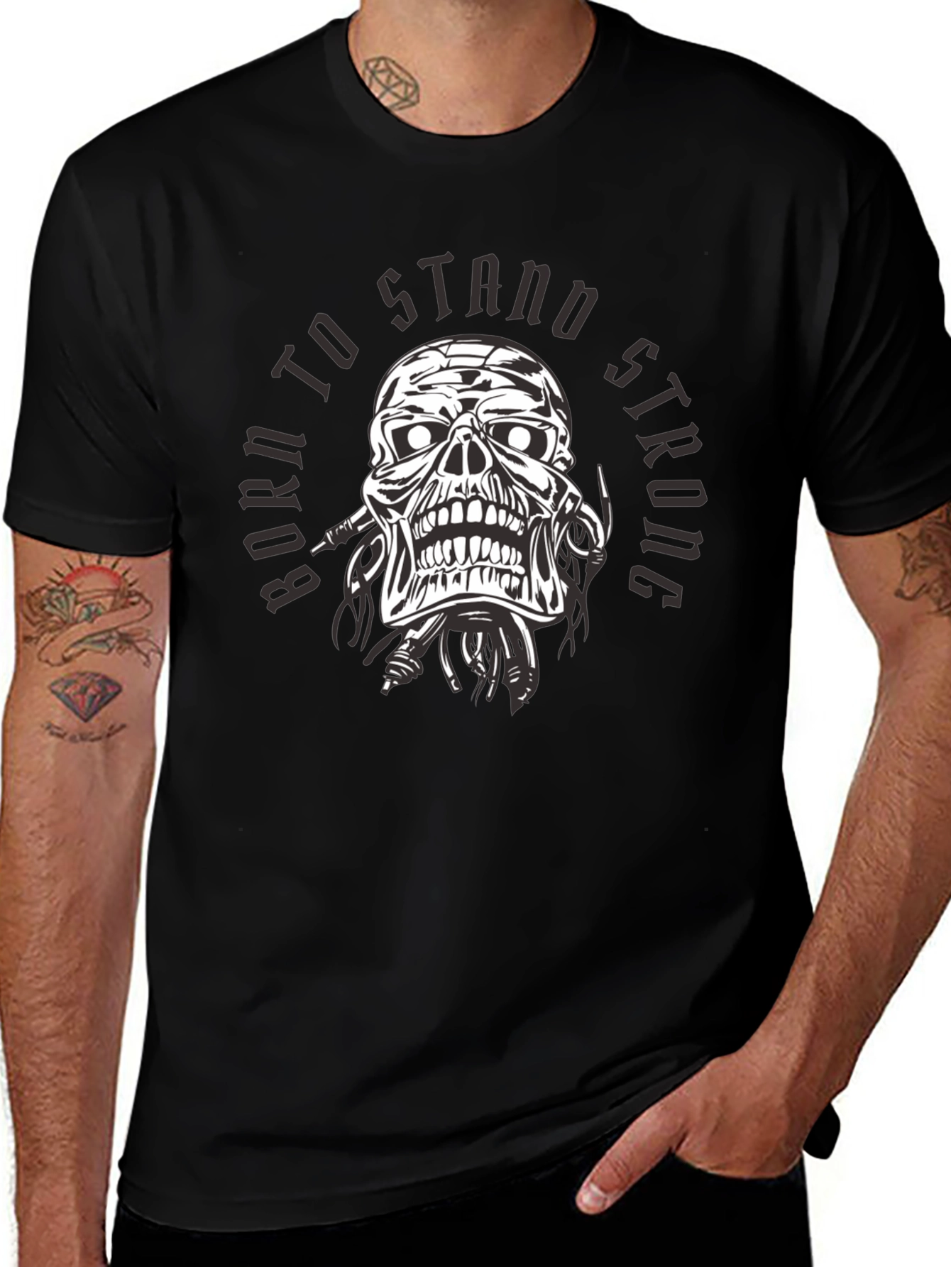 Born To Stand Strong Skull Graphic Tee
